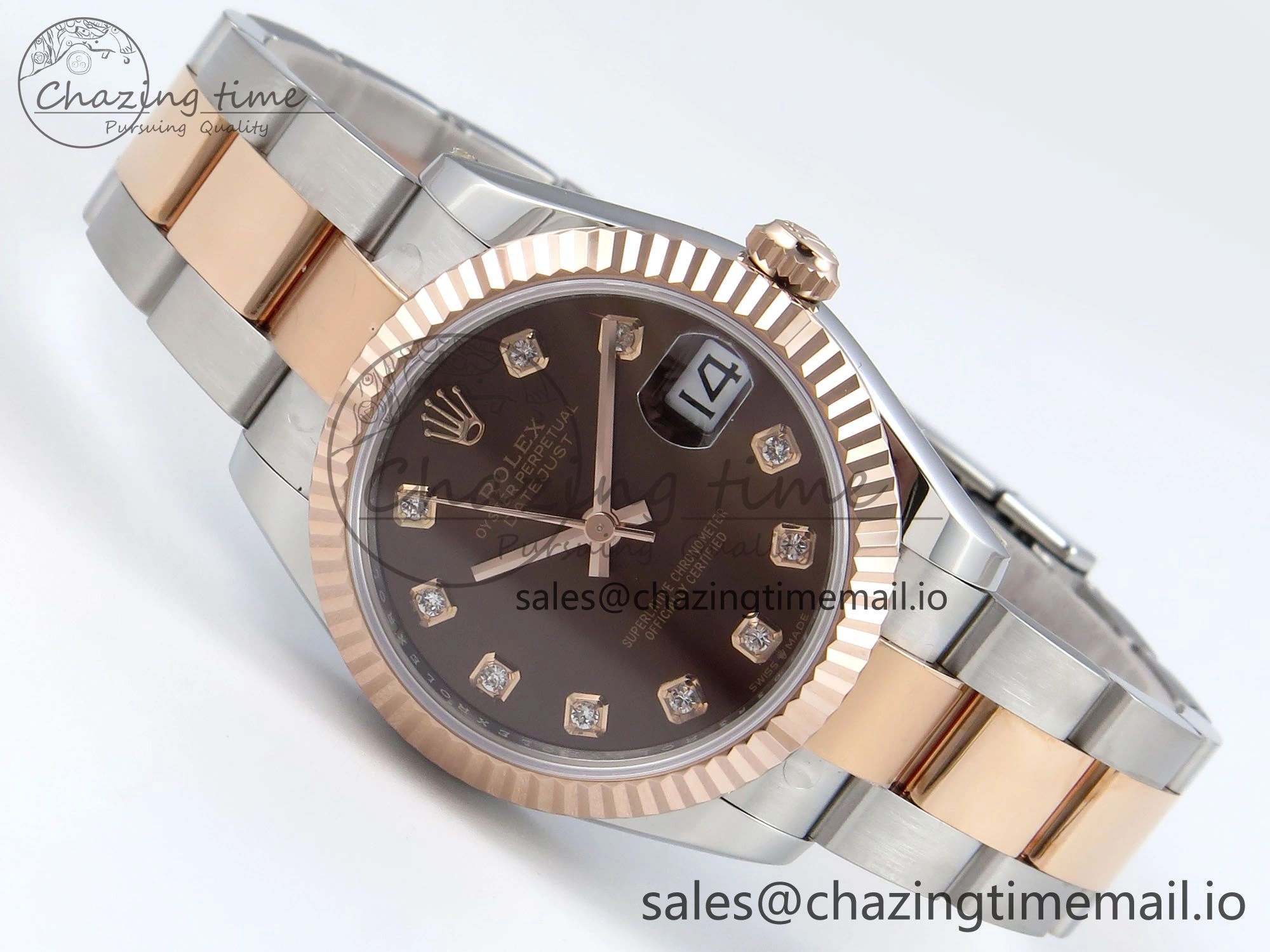 DateJust 31 278271 ARF 1:1 Best Edition 904L Steel Brown Diamonds Dial on SS RG Oyster Bracelet ETA 2688