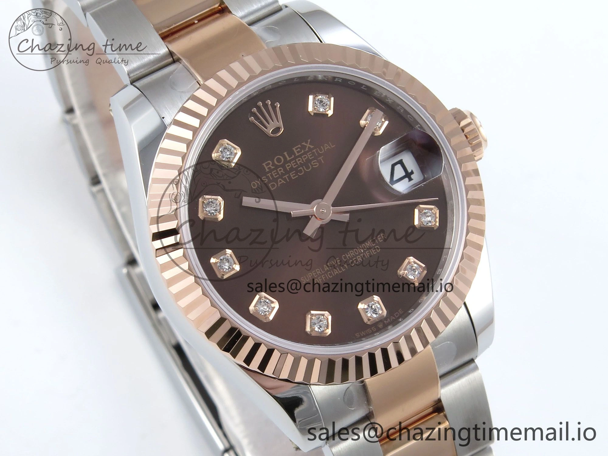 DateJust 31 278271 ARF 1:1 Best Edition 904L Steel Brown Diamonds Dial on SS RG Oyster Bracelet ETA 2688