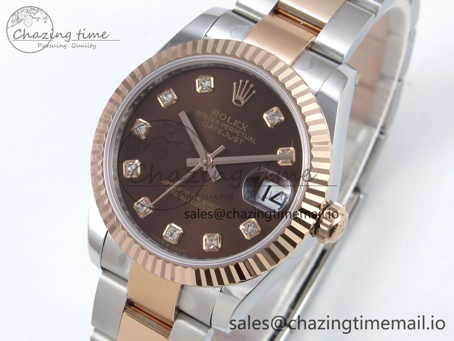DateJust 31 278271 ARF 1:1 Best Edition 904L Steel Brown Diamonds Dial on SS RG Oyster Bracelet ETA 2688