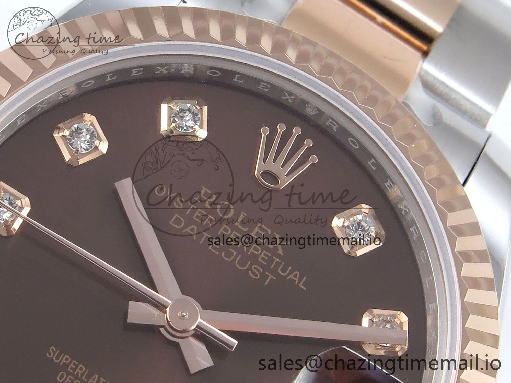 DateJust 31 278271 ARF 1:1 Best Edition 904L Steel Brown Diamonds Dial on SS RG Oyster Bracelet ETA 2688