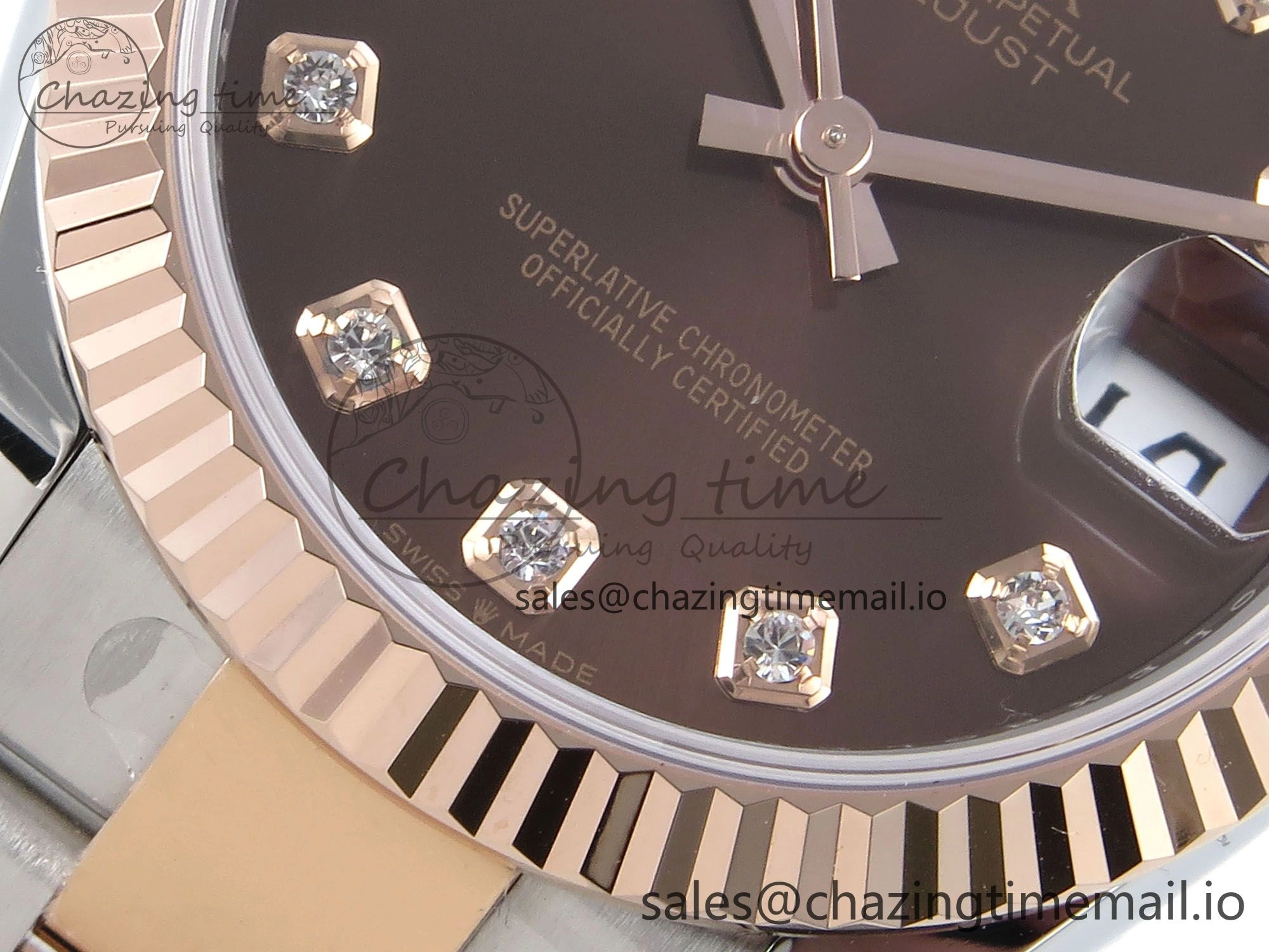 DateJust 31 278271 ARF 1:1 Best Edition 904L Steel Brown Diamonds Dial on SS RG Oyster Bracelet ETA 2688