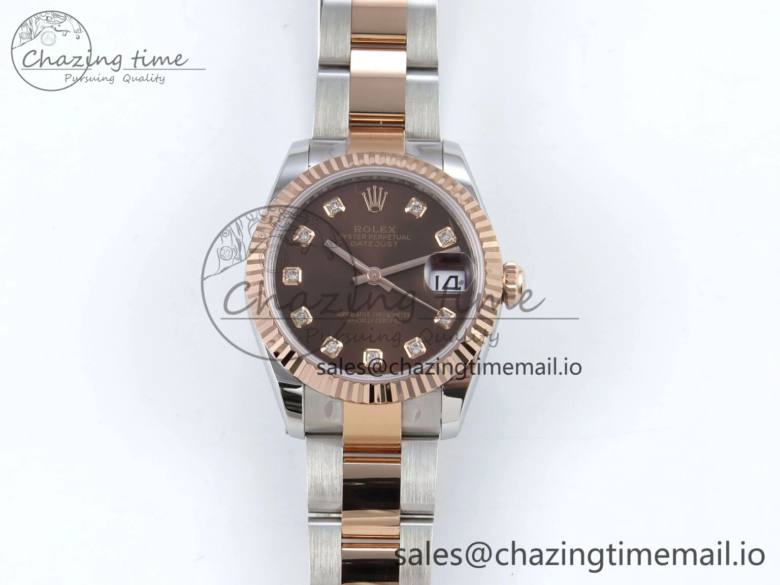 DateJust 31 278271 ARF 1:1 Best Edition 904L Steel Brown Diamonds Dial on SS RG Oyster Bracelet ETA 2688