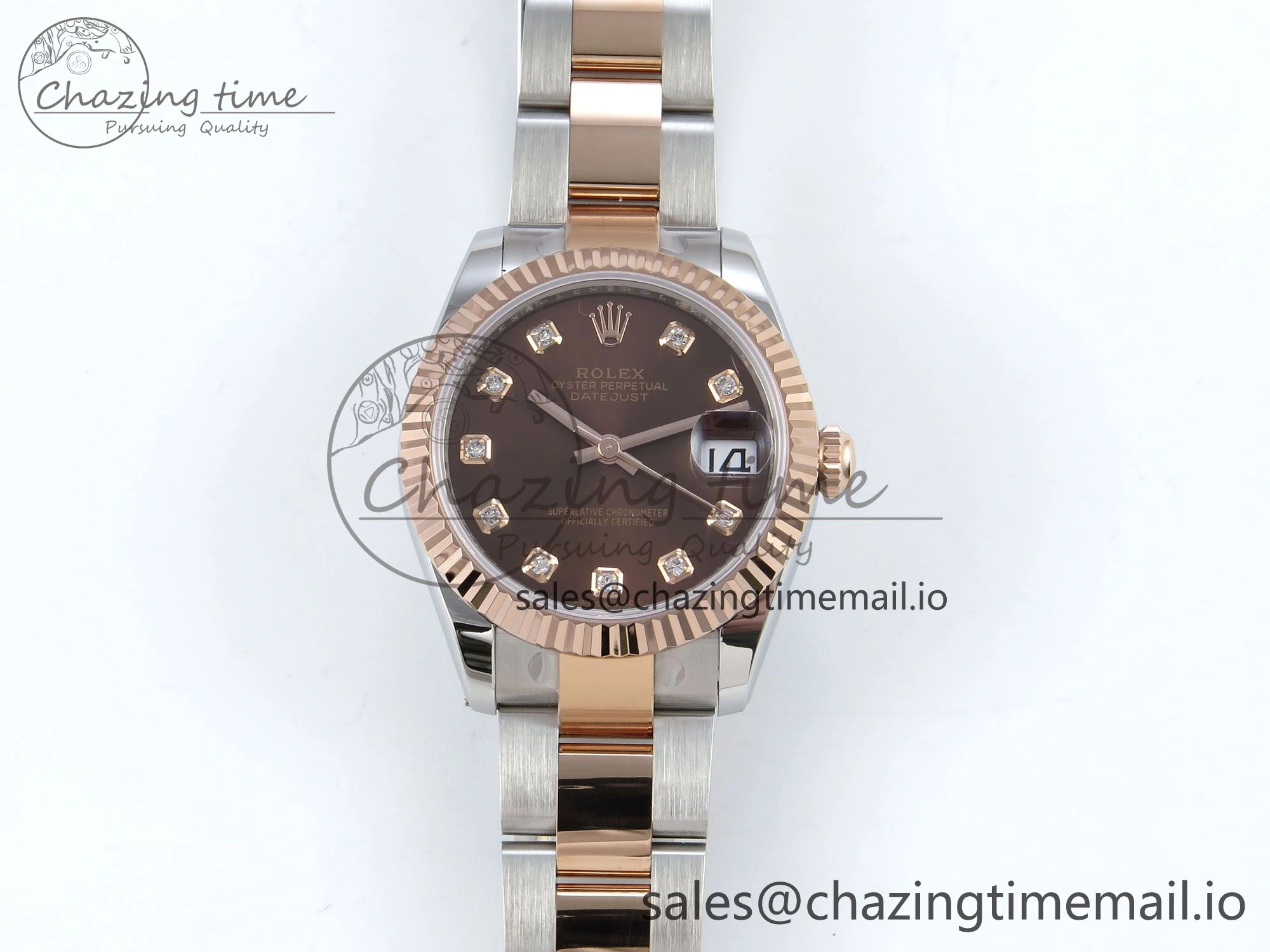 DateJust 31 278271 ARF 1:1 Best Edition 904L Steel Brown Diamonds Dial on SS RG Oyster Bracelet ETA 2688