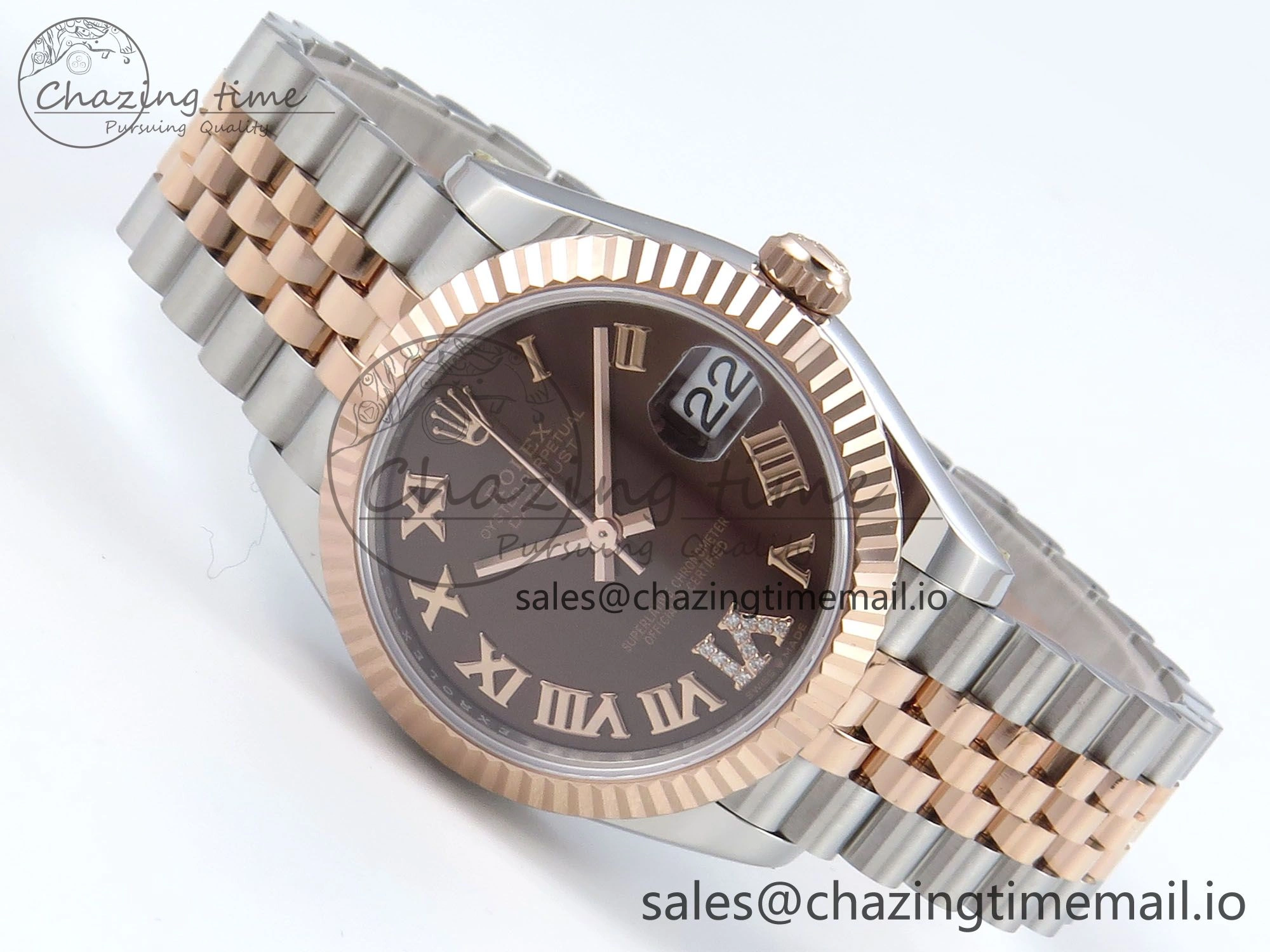 DateJust 31 278271 ARF 1:1 Best Edition 904L Steel Brown Roman Diamonds Dial on SS RG Jubilee Bracelet ETA 2688