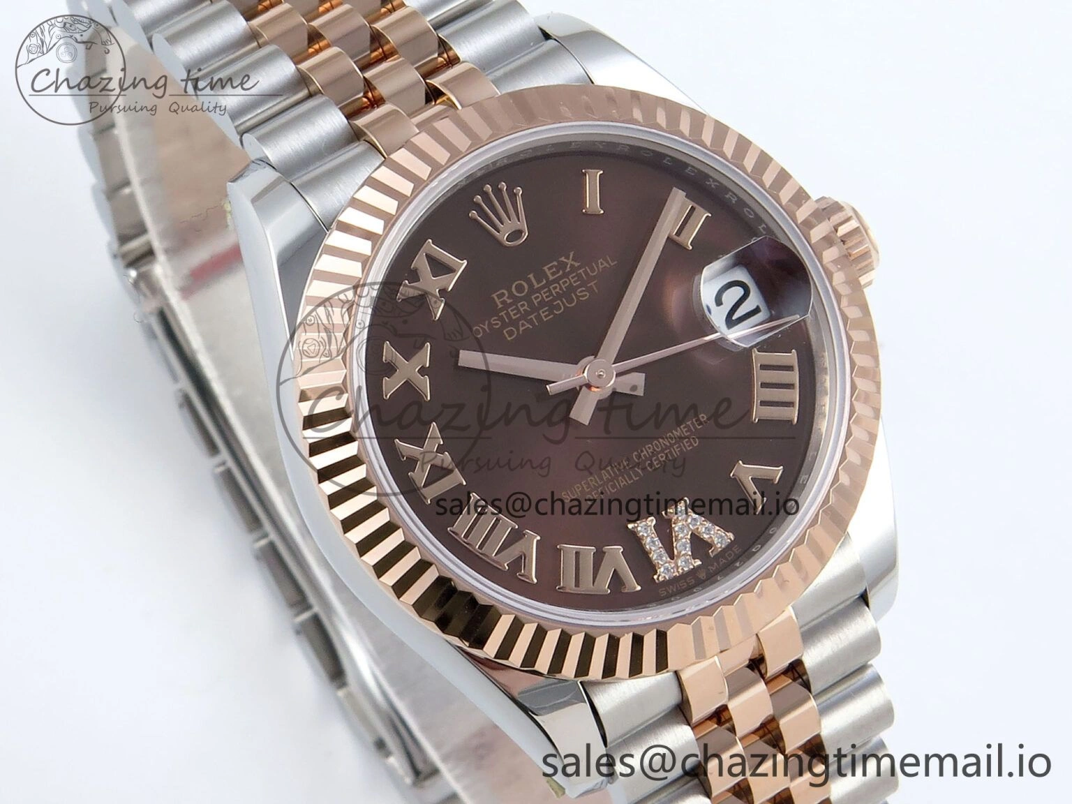 DateJust 31 278271 ARF 1:1 Best Edition 904L Steel Brown Roman Diamonds Dial on SS RG Jubilee Bracelet ETA 2688