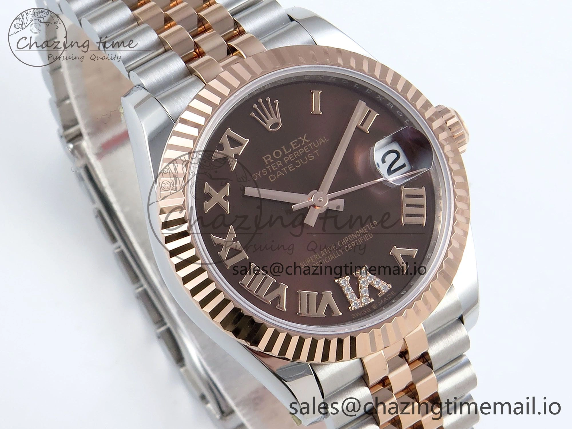 DateJust 31 278271 ARF 1:1 Best Edition 904L Steel Brown Roman Diamonds Dial on SS RG Jubilee Bracelet ETA 2688