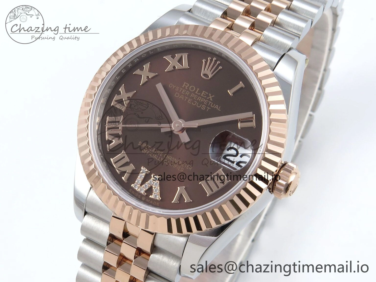 DateJust 31 278271 ARF 1:1 Best Edition 904L Steel Brown Roman Diamonds Dial on SS RG Jubilee Bracelet ETA 2688
