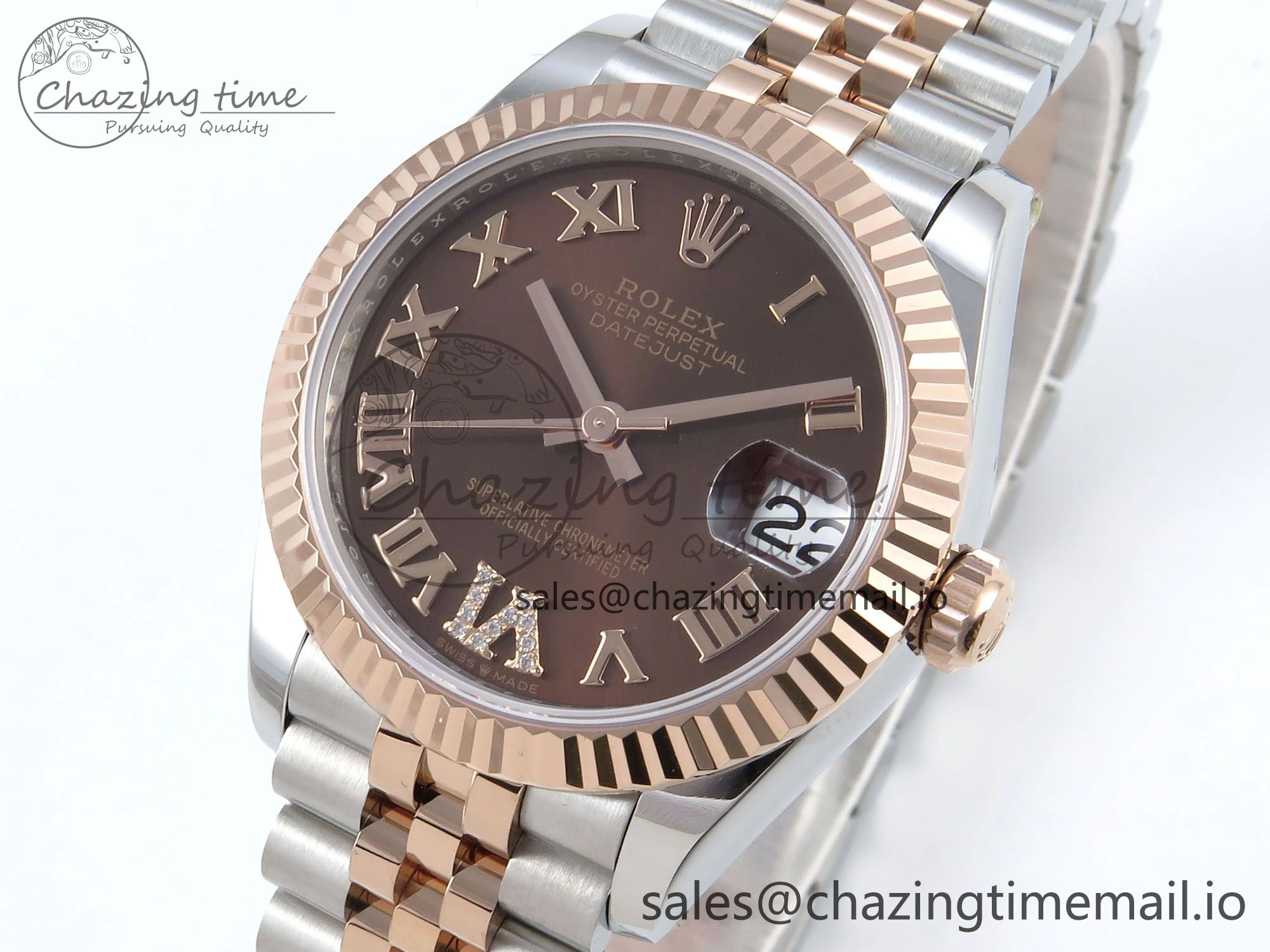 DateJust 31 278271 ARF 1:1 Best Edition 904L Steel Brown Roman Diamonds Dial on SS RG Jubilee Bracelet ETA 2688