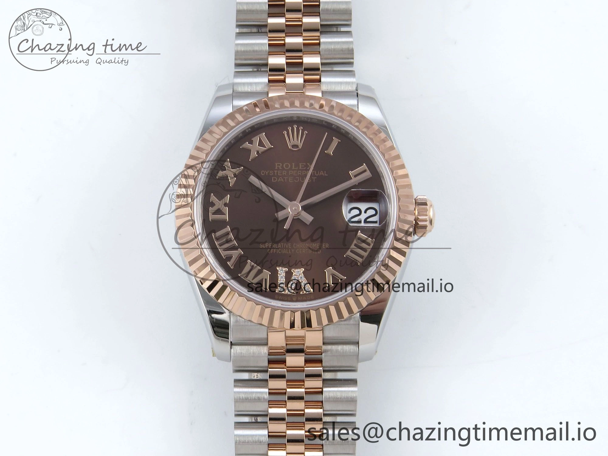 DateJust 31 278271 ARF 1:1 Best Edition 904L Steel Brown Roman Diamonds Dial on SS RG Jubilee Bracelet ETA 2688