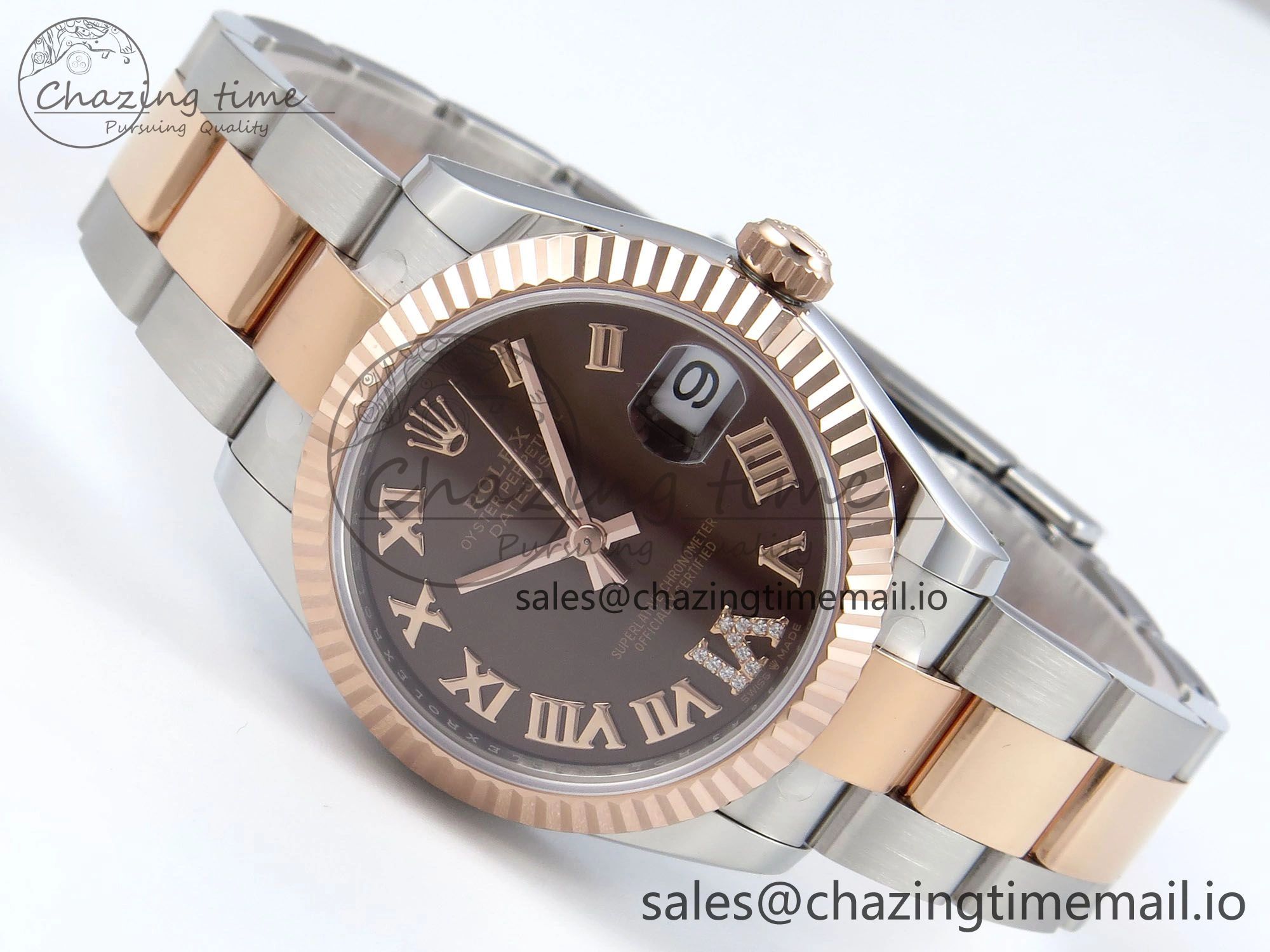 DateJust 31 278271 ARF 1:1 Best Edition 904L Steel Brown Roman Diamonds Dial on SS RG Oyster Bracelet ETA 2688