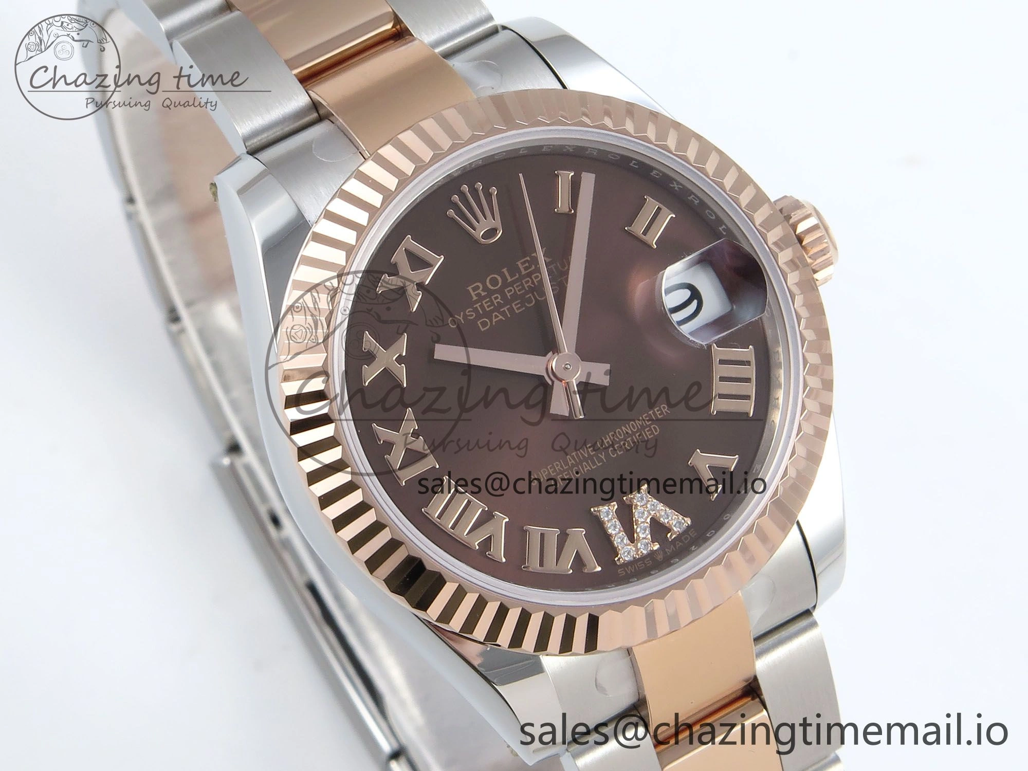 DateJust 31 278271 ARF 1:1 Best Edition 904L Steel Brown Roman Diamonds Dial on SS RG Oyster Bracelet ETA 2688
