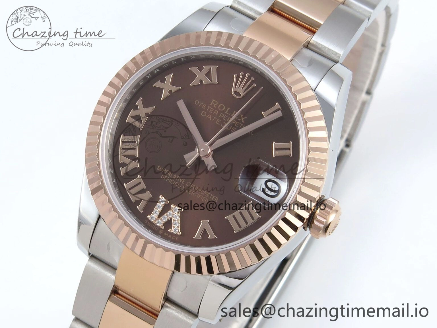 DateJust 31 278271 ARF 1:1 Best Edition 904L Steel Brown Roman Diamonds Dial on SS RG Oyster Bracelet ETA 2688