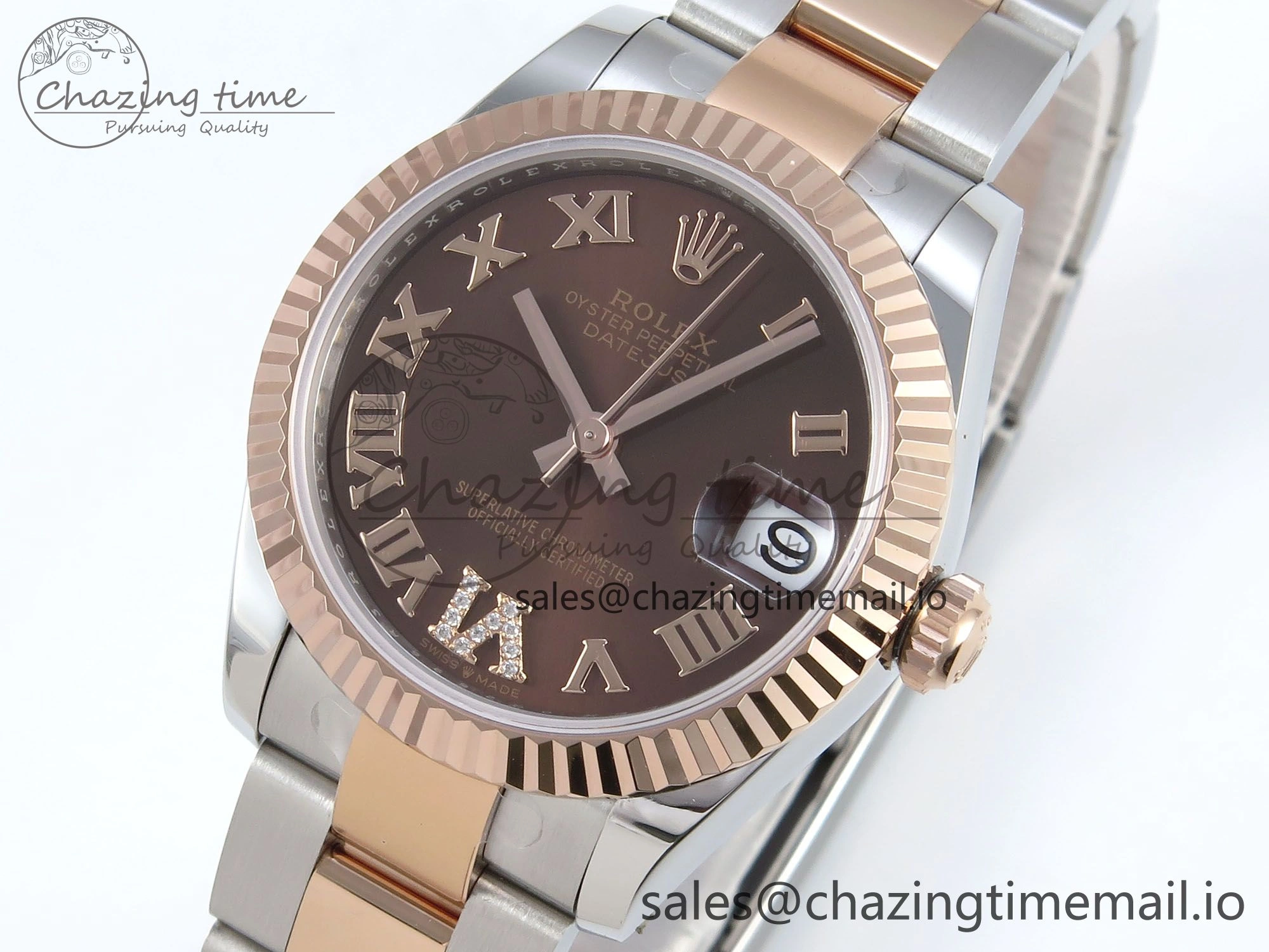 DateJust 31 278271 ARF 1:1 Best Edition 904L Steel Brown Roman Diamonds Dial on SS RG Oyster Bracelet ETA 2688