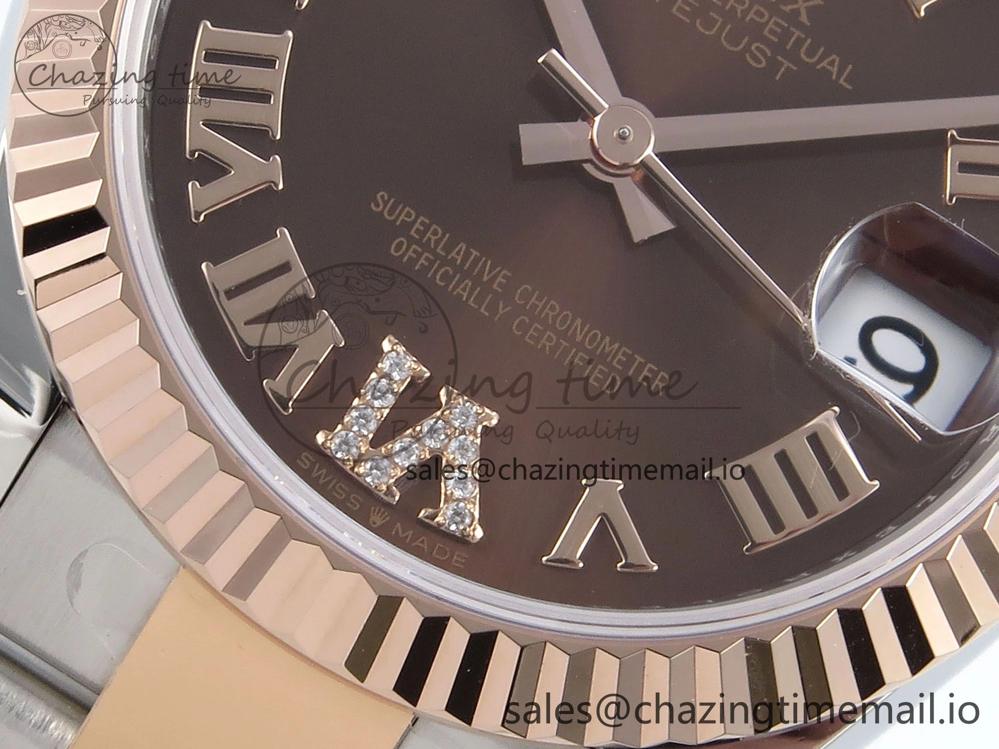 DateJust 31 278271 ARF 1:1 Best Edition 904L Steel Brown Roman Diamonds Dial on SS RG Oyster Bracelet ETA 2688