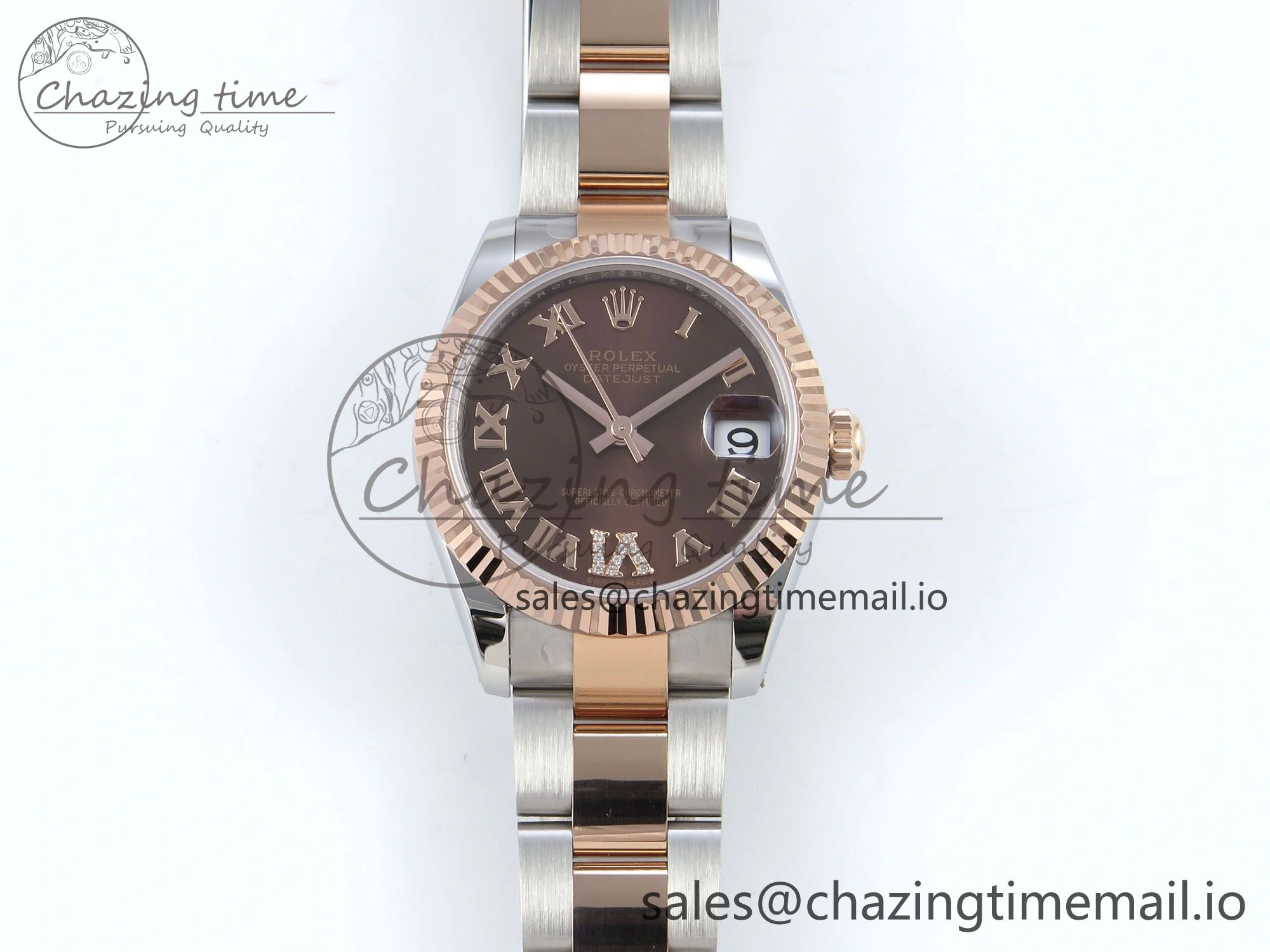 DateJust 31 278271 ARF 1:1 Best Edition 904L Steel Brown Roman Diamonds Dial on SS RG Oyster Bracelet ETA 2688
