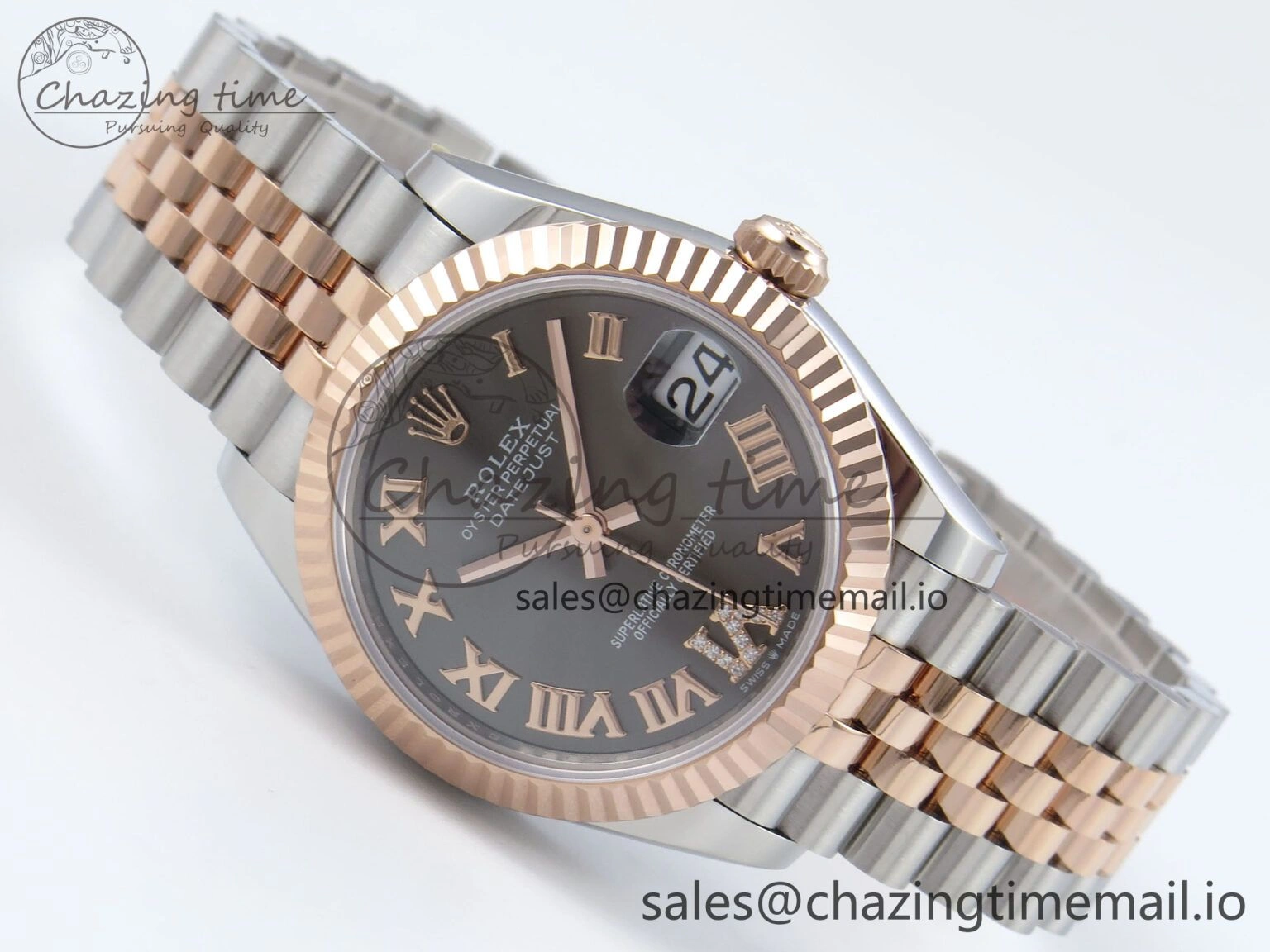 DateJust 31 278271 ARF 1:1 Best Edition 904L Steel Gray Roman Diamonds Dial on SS RG Jubilee Bracelet ETA 2688