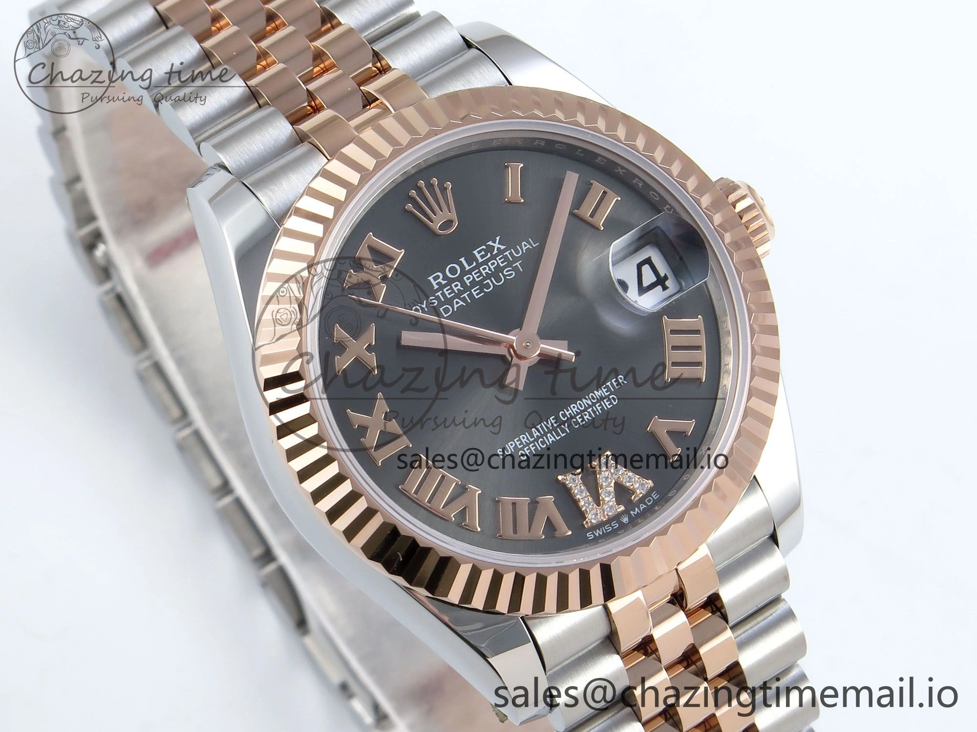 DateJust 31 278271 ARF 1:1 Best Edition 904L Steel Gray Roman Diamonds Dial on SS RG Jubilee Bracelet ETA 2688