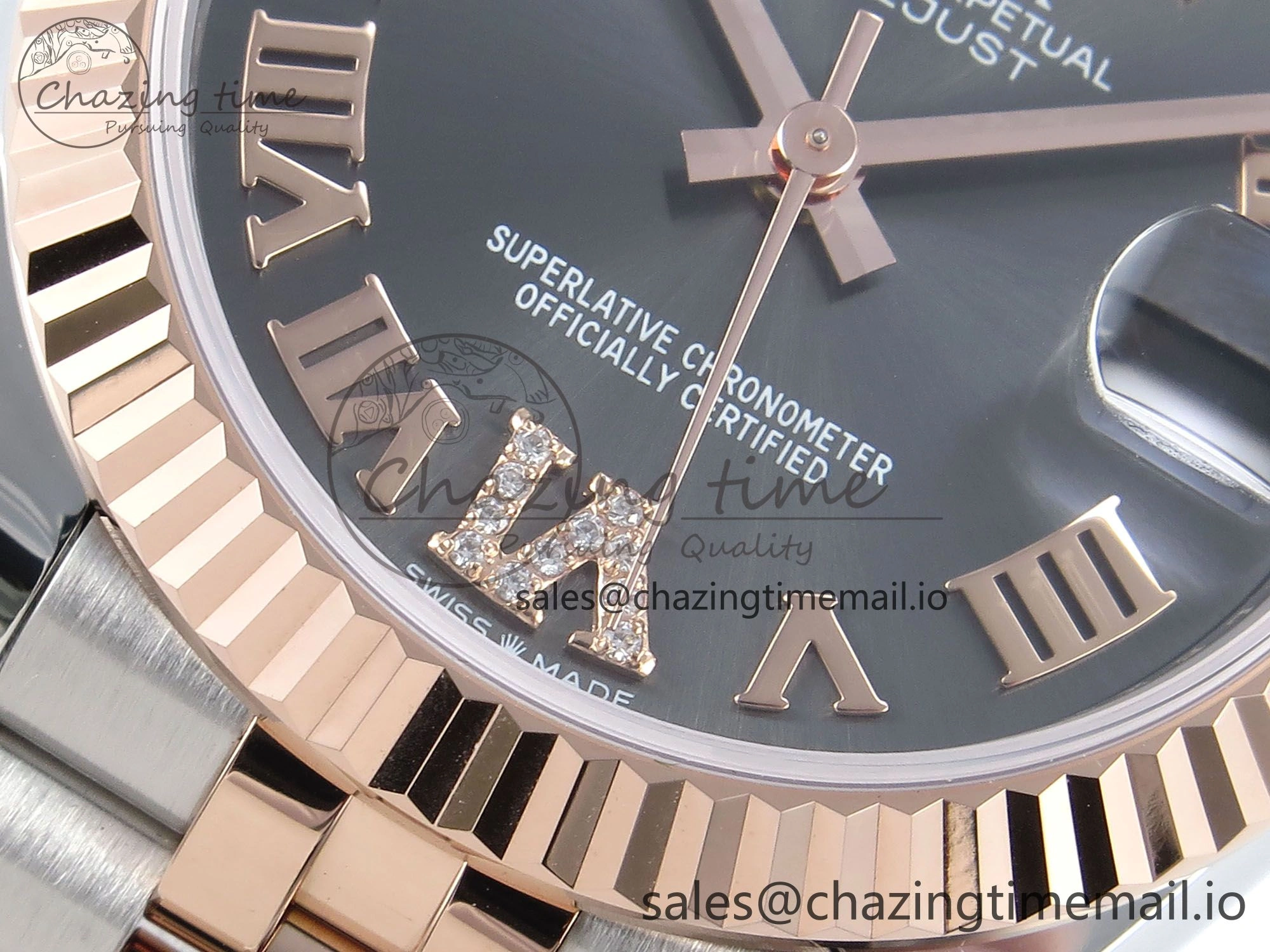 DateJust 31 278271 ARF 1:1 Best Edition 904L Steel Gray Roman Diamonds Dial on SS RG Jubilee Bracelet ETA 2688