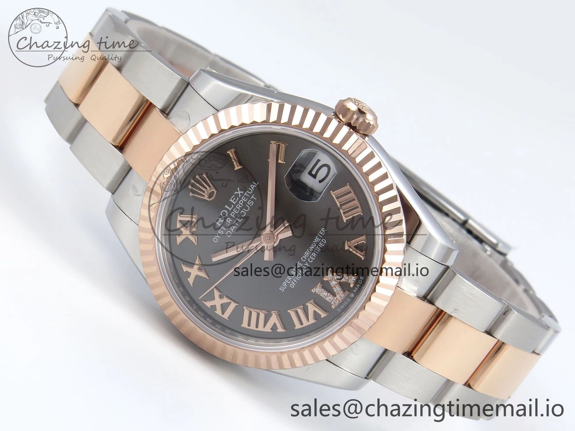 DateJust 31 278271 ARF 1:1 Best Edition 904L Steel Gray Roman Diamonds Dial on SS RG Oyster Bracelet ETA 2688