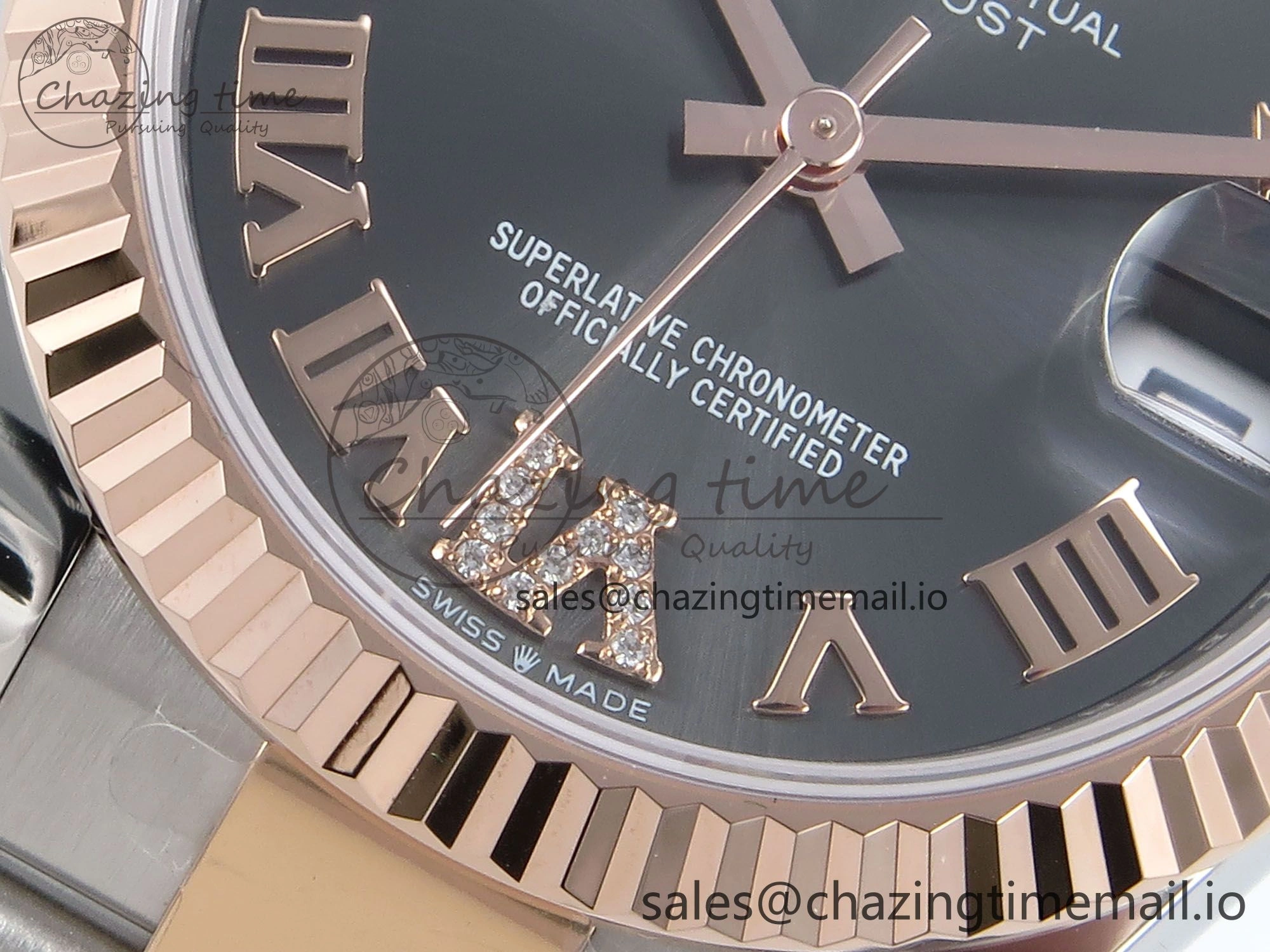 DateJust 31 278271 ARF 1:1 Best Edition 904L Steel Gray Roman Diamonds Dial on SS RG Oyster Bracelet ETA 2688