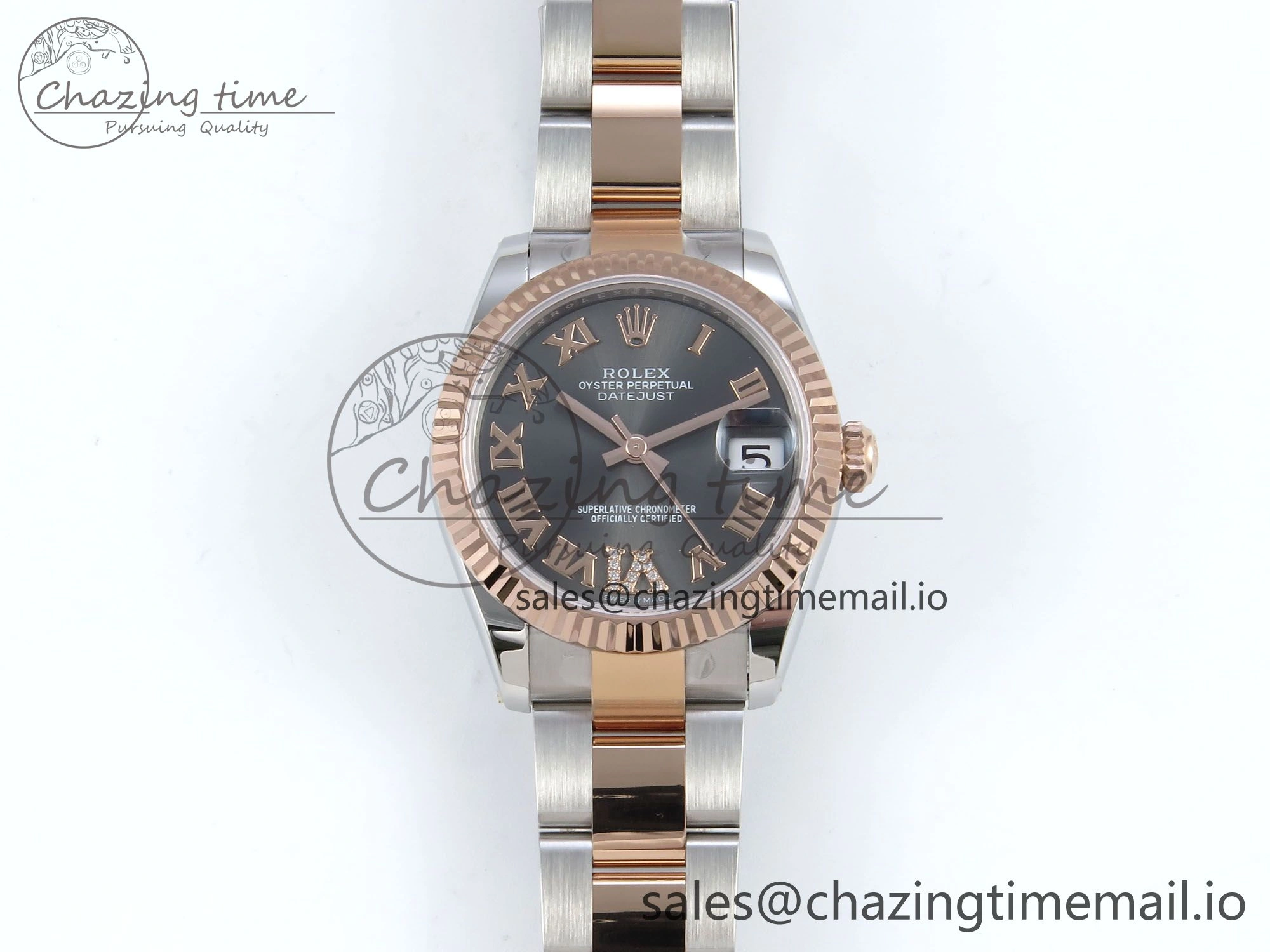 DateJust 31 278271 ARF 1:1 Best Edition 904L Steel Gray Roman Diamonds Dial on SS RG Oyster Bracelet ETA 2688