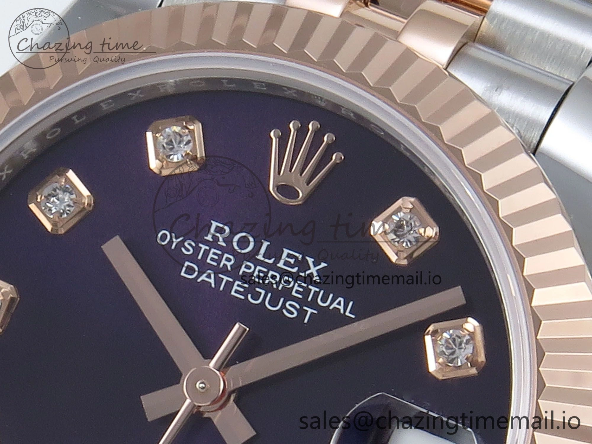 DateJust 31 278271 ARF 1:1 Best Edition 904L Steel Purple Diamonds Dial on SS RG Jubilee Bracelet ETA 2688