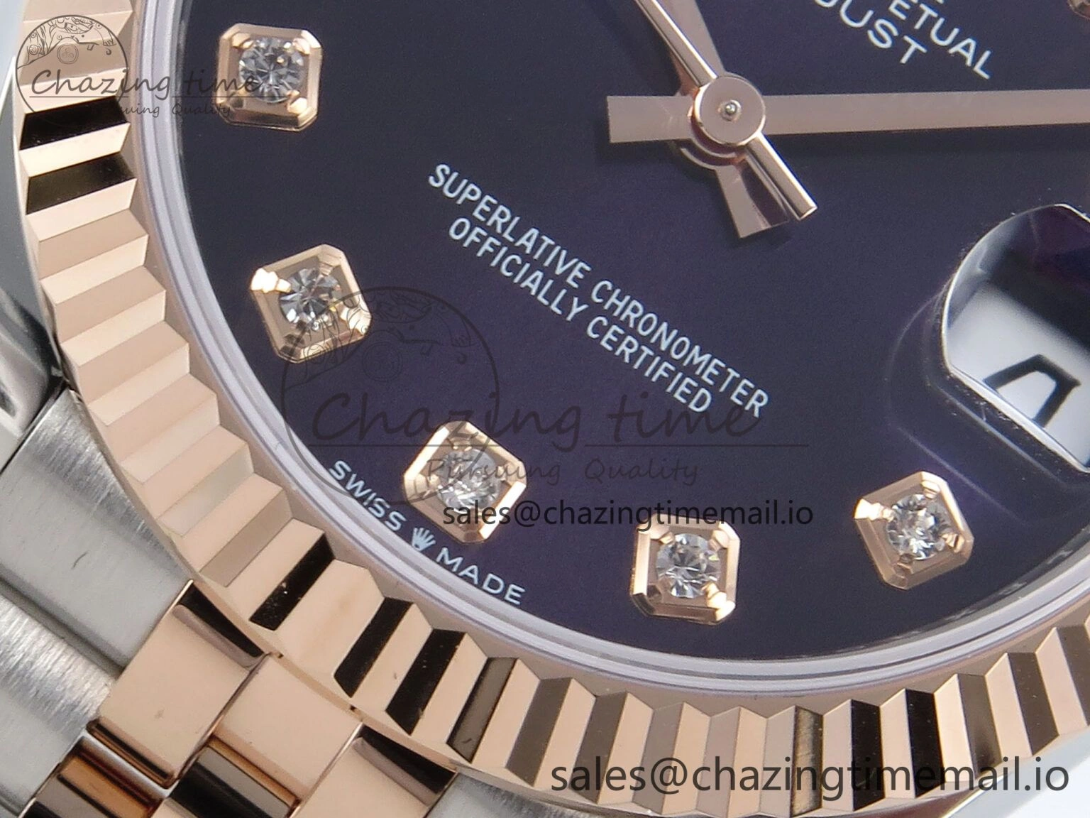 DateJust 31 278271 ARF 1:1 Best Edition 904L Steel Purple Diamonds Dial on SS RG Jubilee Bracelet ETA 2688