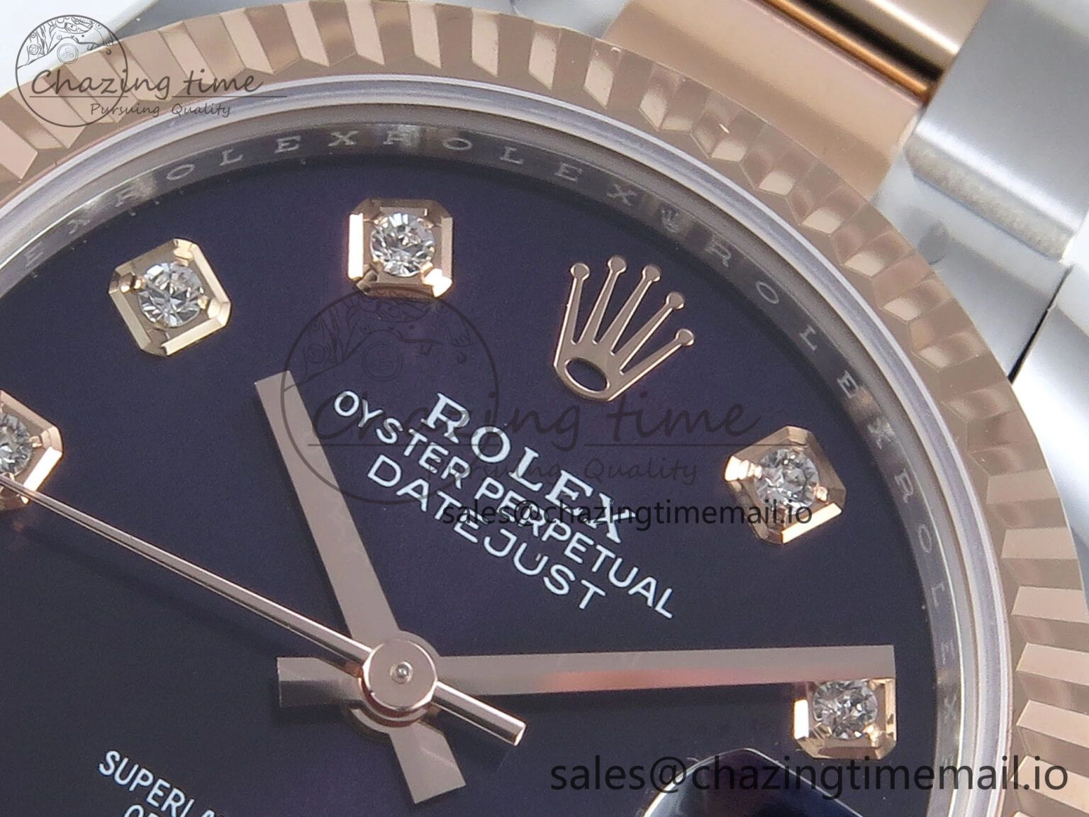 DateJust 31 278271 ARF 1:1 Best Edition 904L Steel Purple Diamonds Dial on SS RG Oyster Bracelet ETA 2688