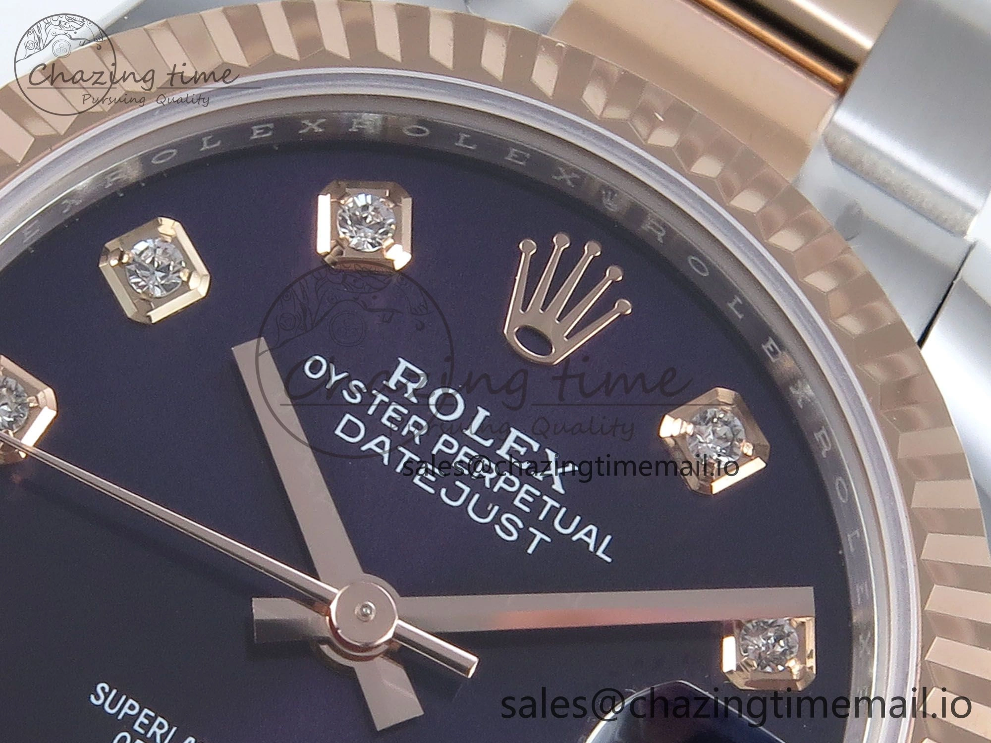 DateJust 31 278271 ARF 1:1 Best Edition 904L Steel Purple Diamonds Dial on SS RG Oyster Bracelet ETA 2688