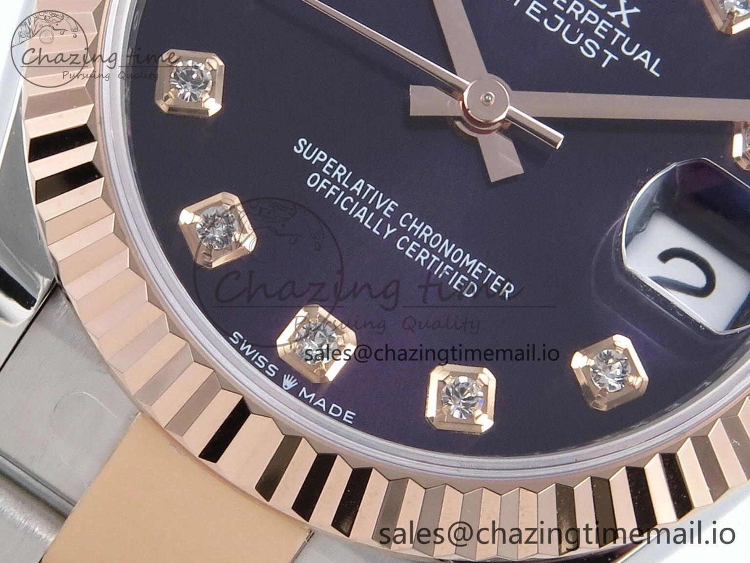 DateJust 31 278271 ARF 1:1 Best Edition 904L Steel Purple Diamonds Dial on SS RG Oyster Bracelet ETA 2688