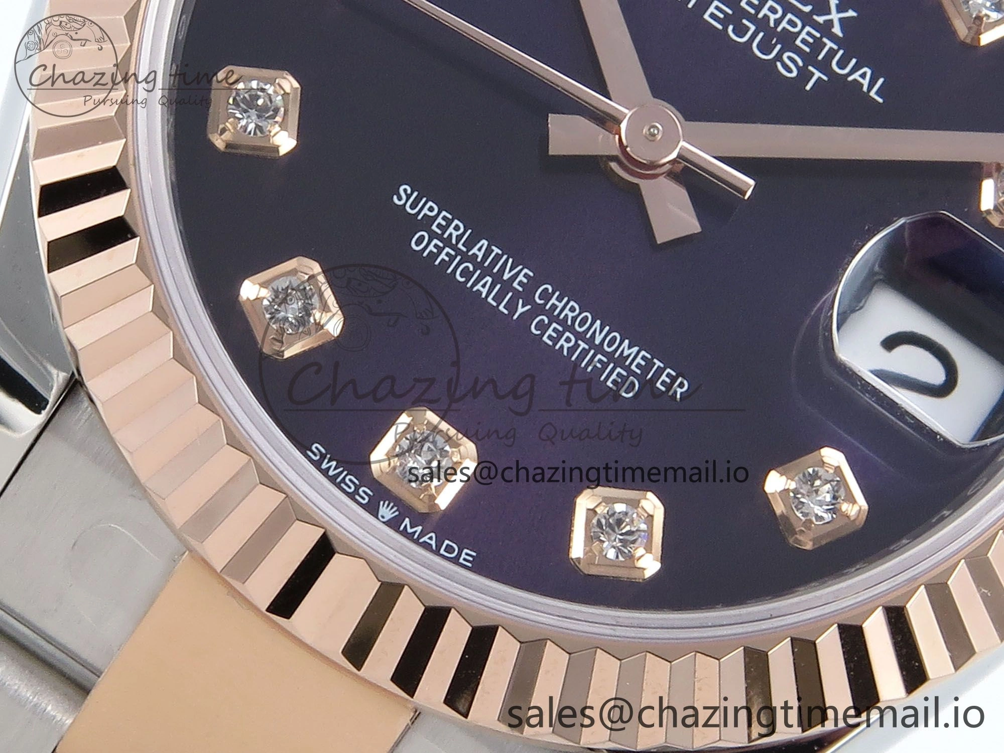 DateJust 31 278271 ARF 1:1 Best Edition 904L Steel Purple Diamonds Dial on SS RG Oyster Bracelet ETA 2688