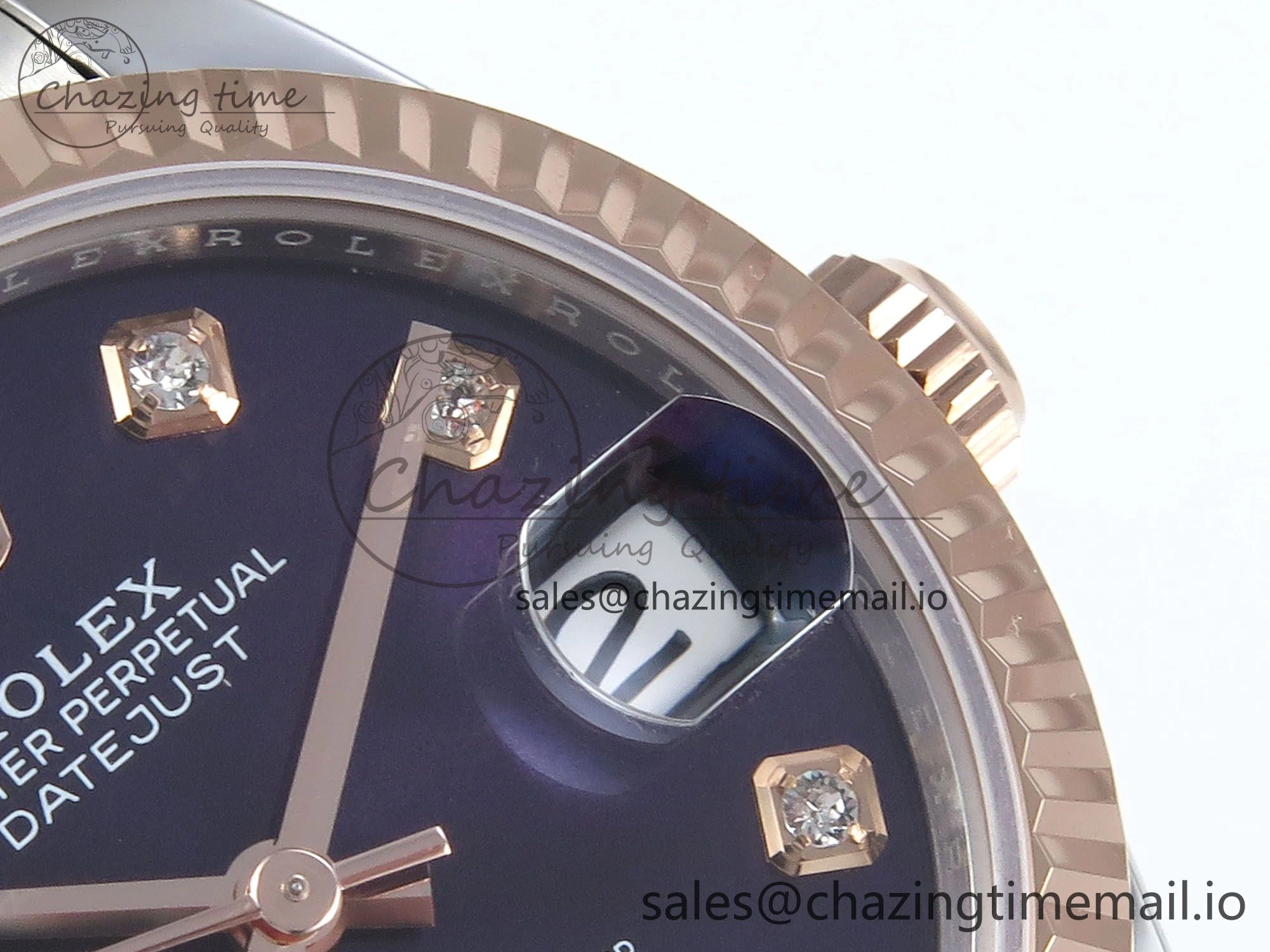 DateJust 31 278271 ARF 1:1 Best Edition 904L Steel Purple Diamonds Dial on SS RG Oyster Bracelet ETA 2688