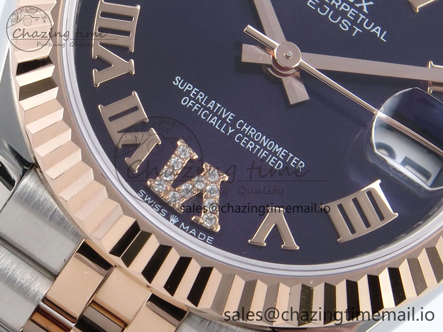 DateJust 31 278271 ARF 1:1 Best Edition 904L Steel Purple Roman Diamonds Dial on SS RG Jubilee Bracelet ETA 2688