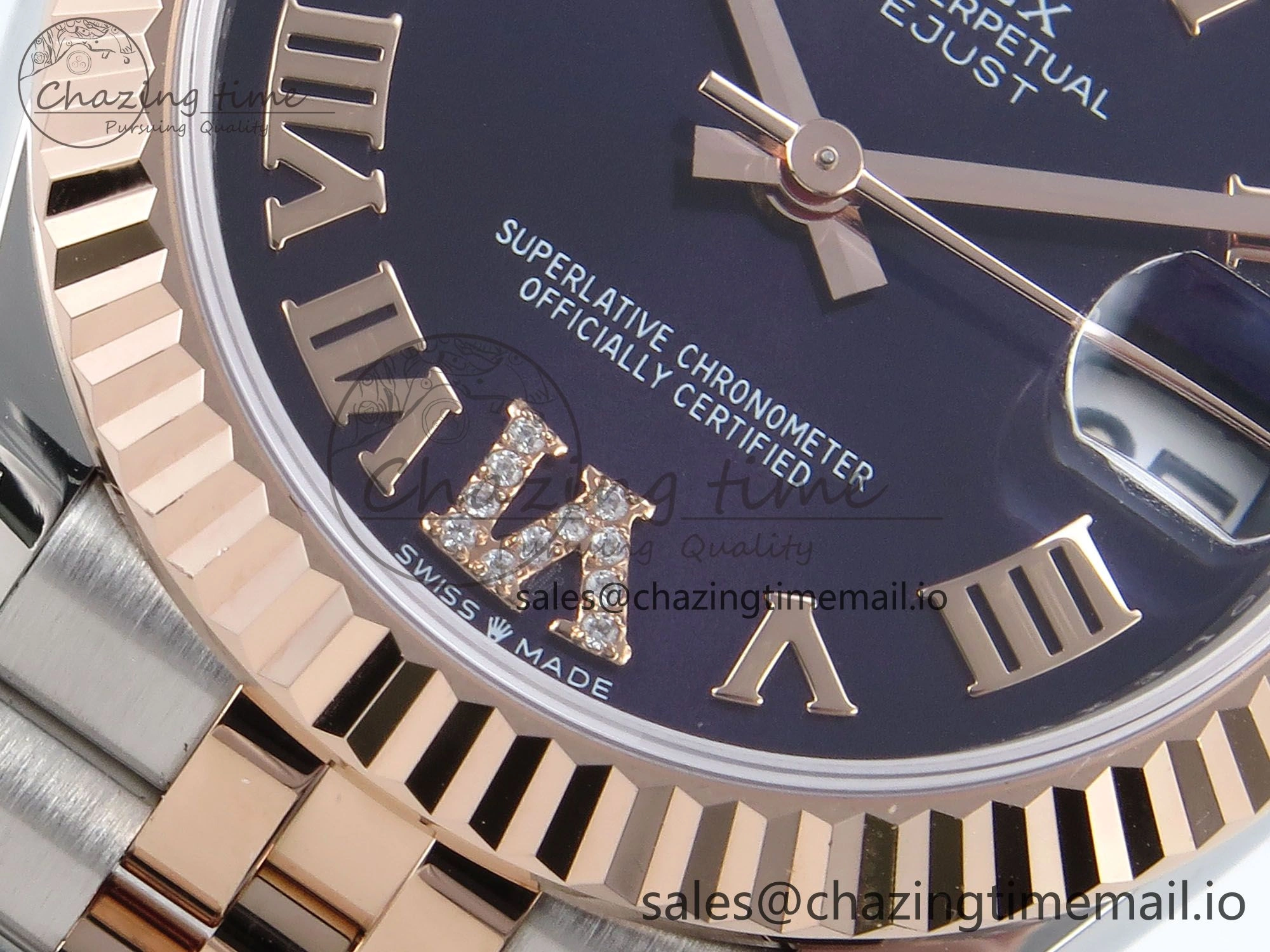 DateJust 31 278271 ARF 1:1 Best Edition 904L Steel Purple Roman Diamonds Dial on SS RG Jubilee Bracelet ETA 2688