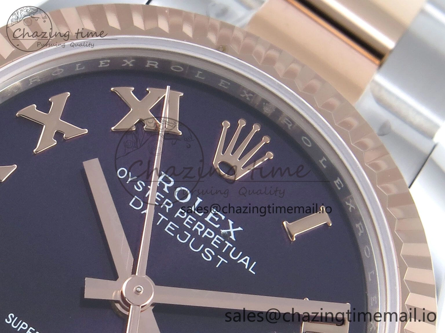 DateJust 31 278271 ARF 1:1 Best Edition 904L Steel Purple Roman Diamonds Dial on SS RG Oyster Bracelet ETA 2688