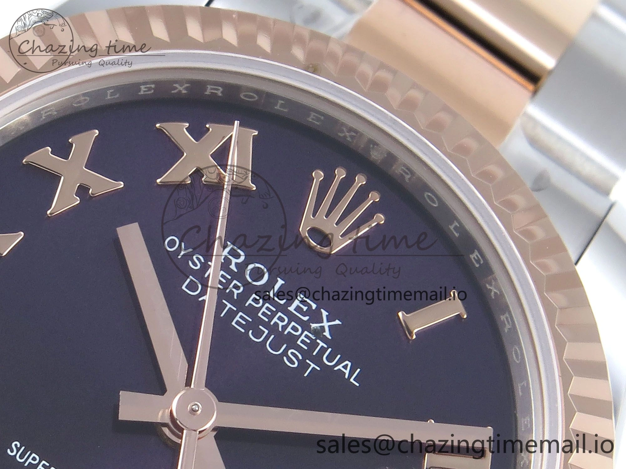 DateJust 31 278271 ARF 1:1 Best Edition 904L Steel Purple Roman Diamonds Dial on SS RG Oyster Bracelet ETA 2688