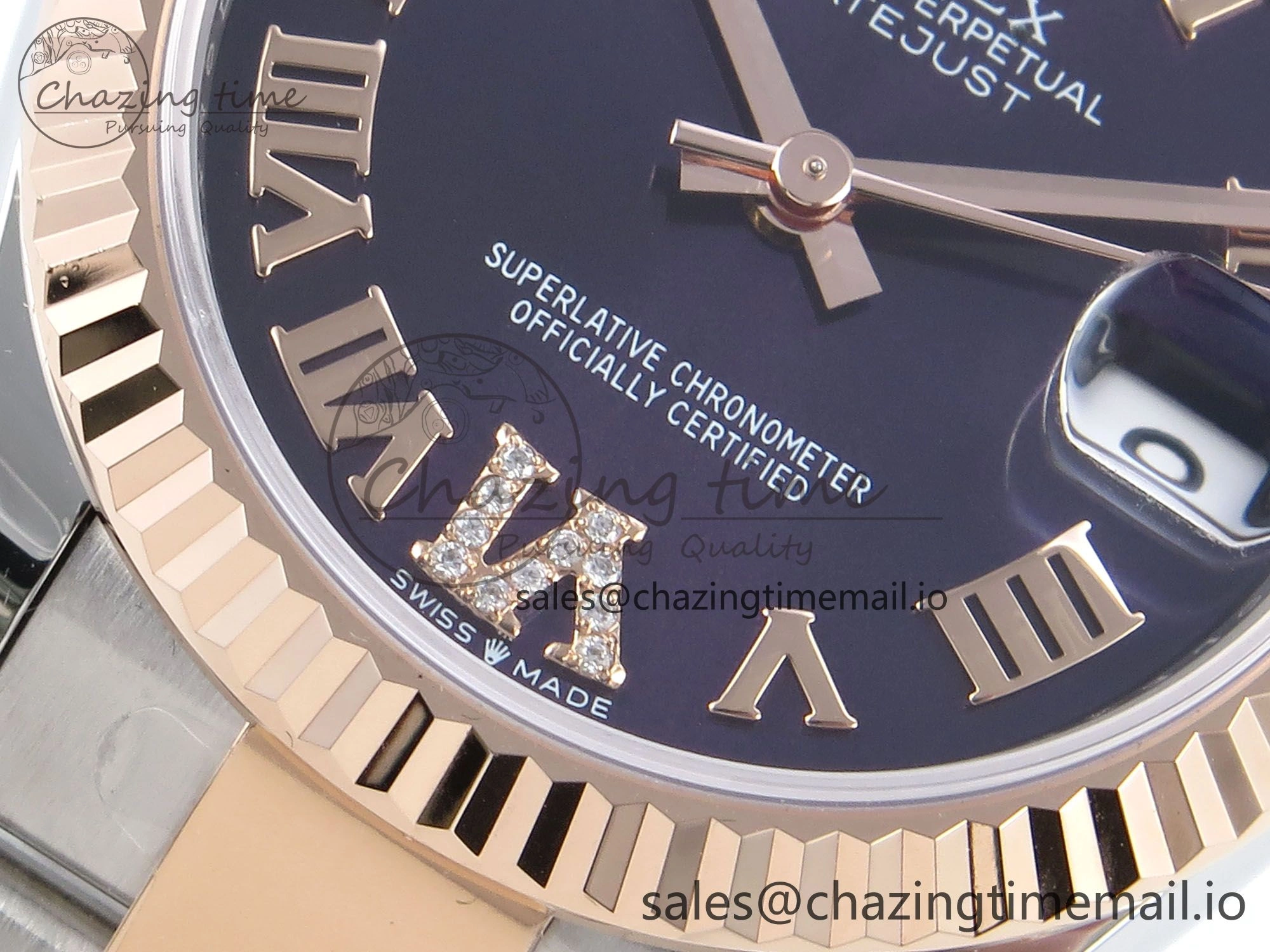 DateJust 31 278271 ARF 1:1 Best Edition 904L Steel Purple Roman Diamonds Dial on SS RG Oyster Bracelet ETA 2688