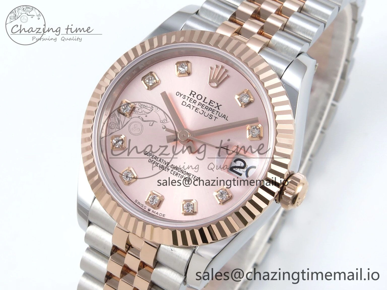 DateJust 31 278271 ARF 1:1 Best Edition 904L Steel RG Diamonds Dial on SS RG Jubilee Bracelet ETA 2688