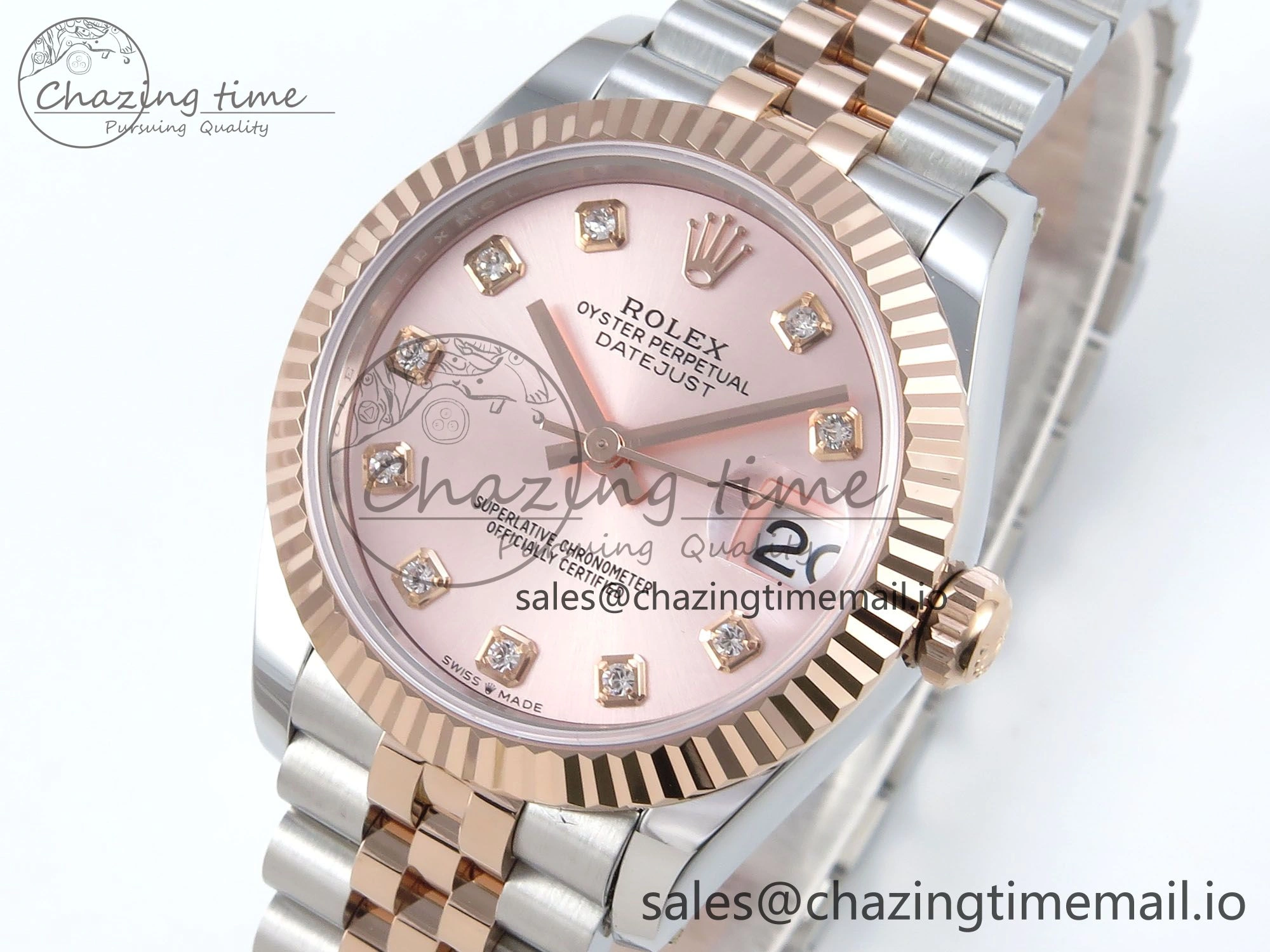 DateJust 31 278271 ARF 1:1 Best Edition 904L Steel RG Diamonds Dial on SS RG Jubilee Bracelet ETA 2688