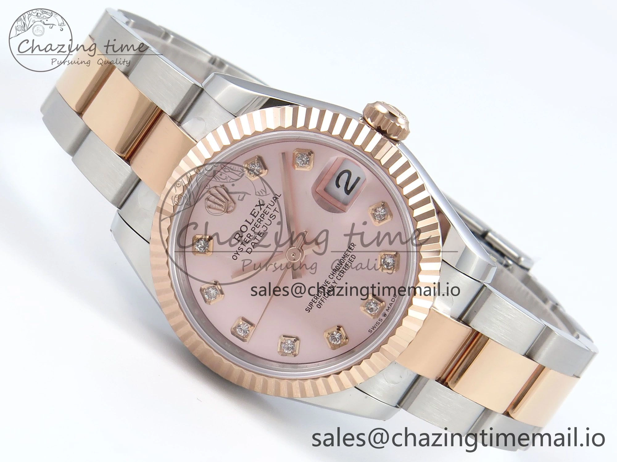 DateJust 31 278271 ARF 1:1 Best Edition 904L Steel RG Diamonds Dial on SS RG Oyster Bracelet ETA 2688