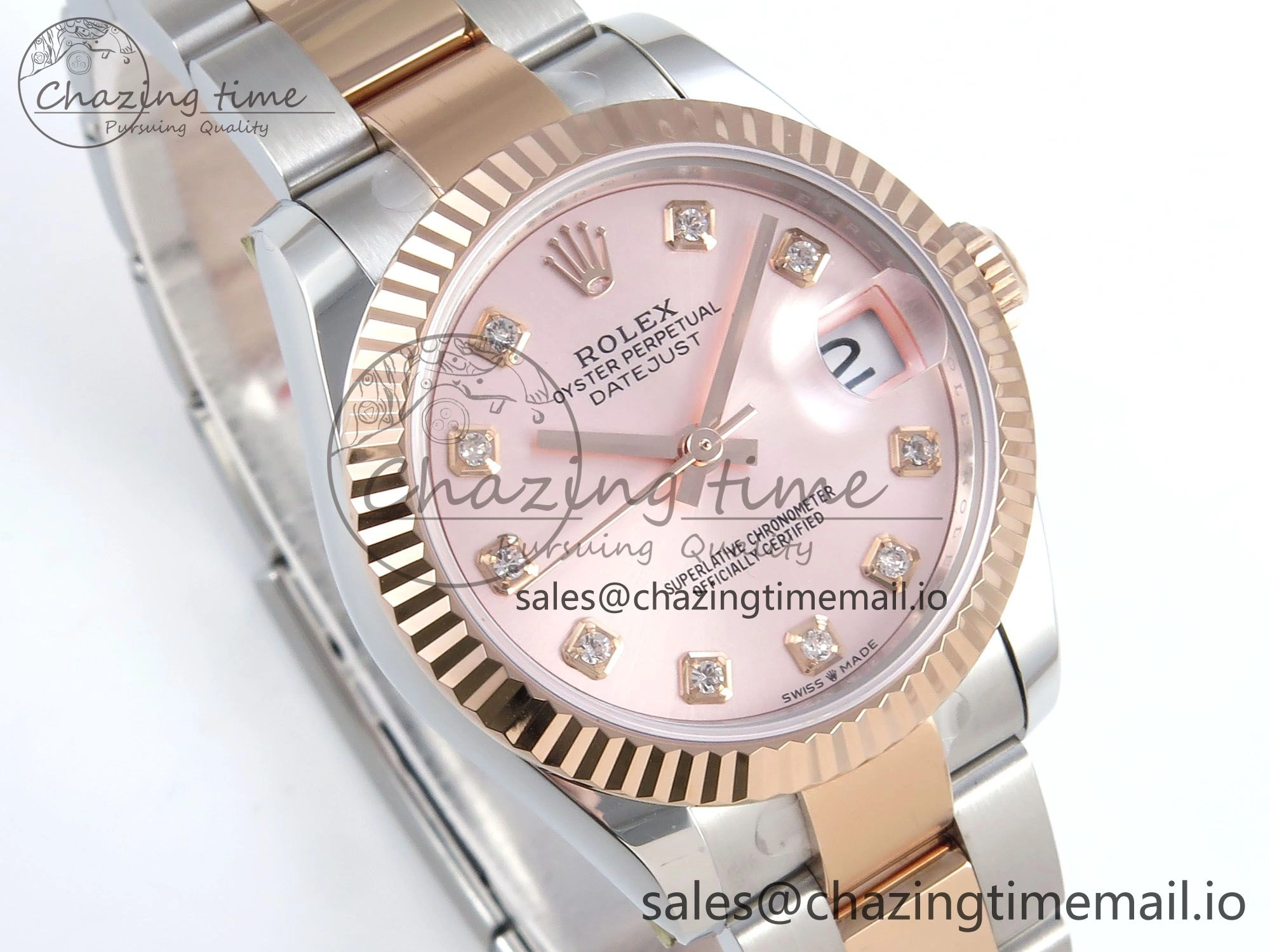 DateJust 31 278271 ARF 1:1 Best Edition 904L Steel RG Diamonds Dial on SS RG Oyster Bracelet ETA 2688