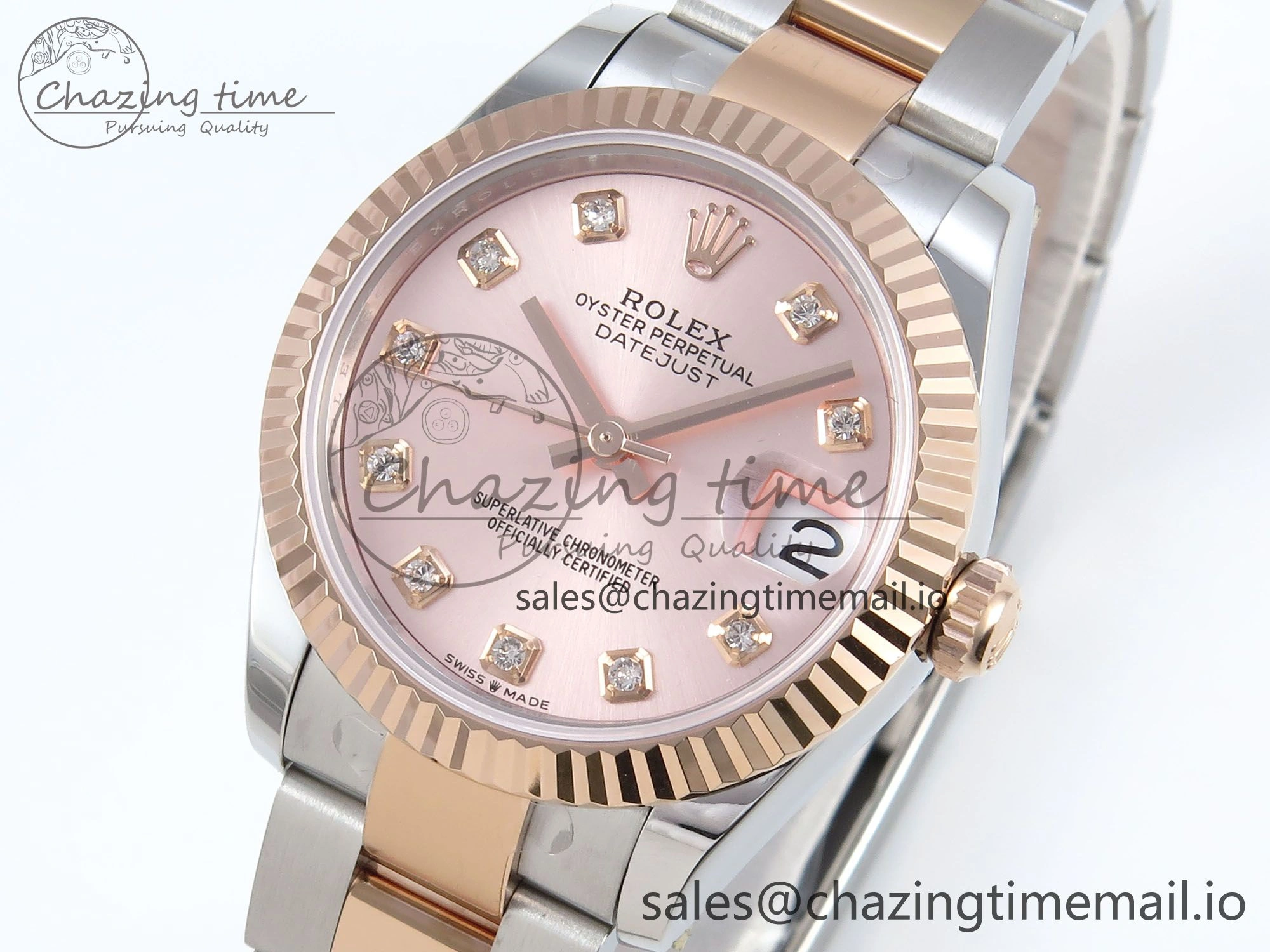 DateJust 31 278271 ARF 1:1 Best Edition 904L Steel RG Diamonds Dial on SS RG Oyster Bracelet ETA 2688