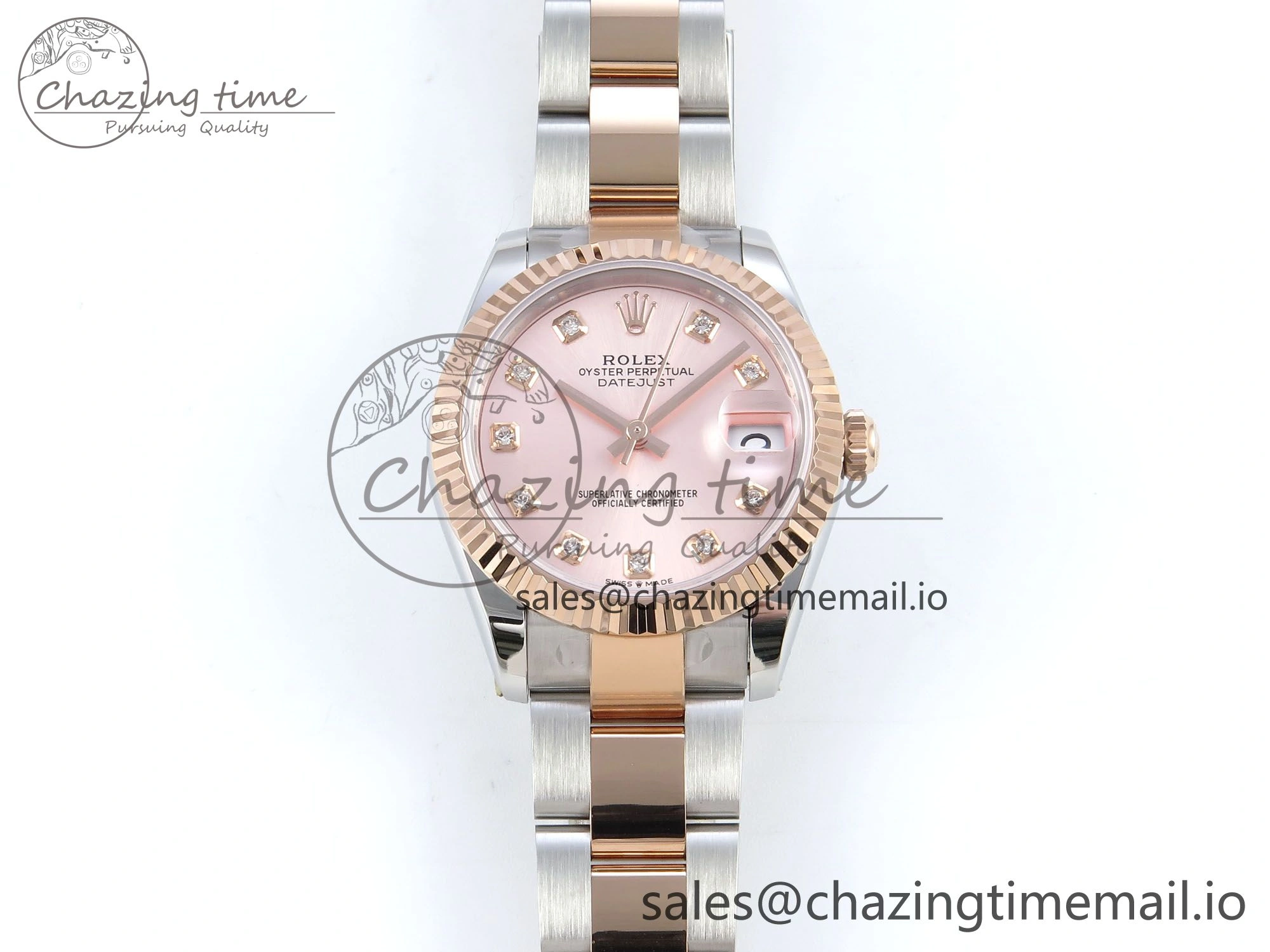 DateJust 31 278271 ARF 1:1 Best Edition 904L Steel RG Diamonds Dial on SS RG Oyster Bracelet ETA 2688