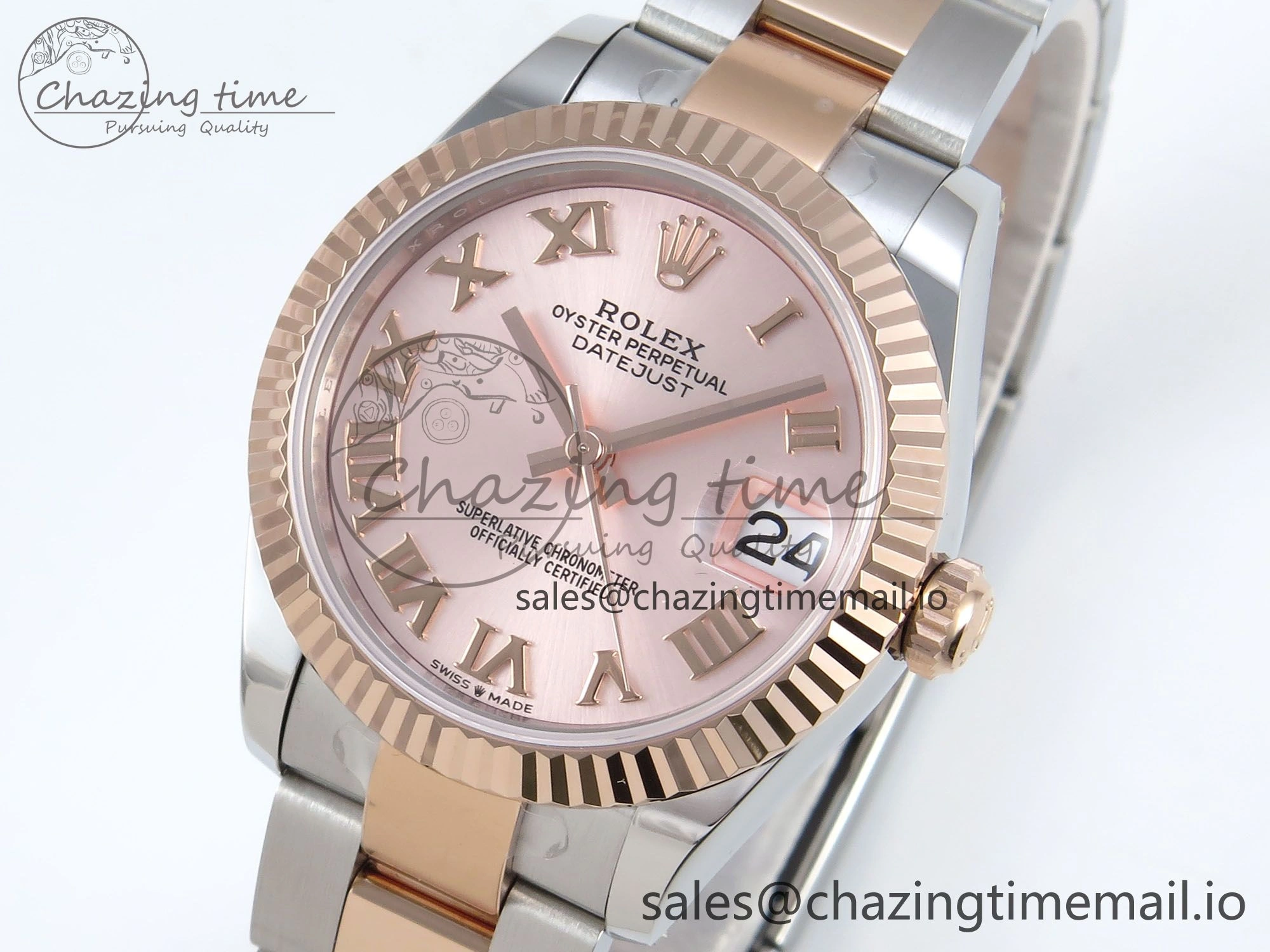 DateJust 31 278271 ARF 1:1 Best Edition 904L Steel RG Roman Dial on SS RG Oyster Bracelet ETA 2688