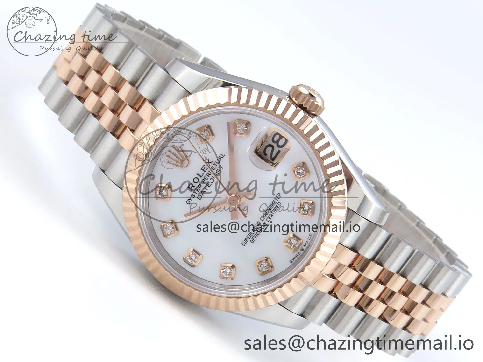 DateJust 31 278271 ARF 1:1 Best Edition 904L Steel White MOP Diamonds Dial on SS RG Jubilee Bracelet ETA 2688