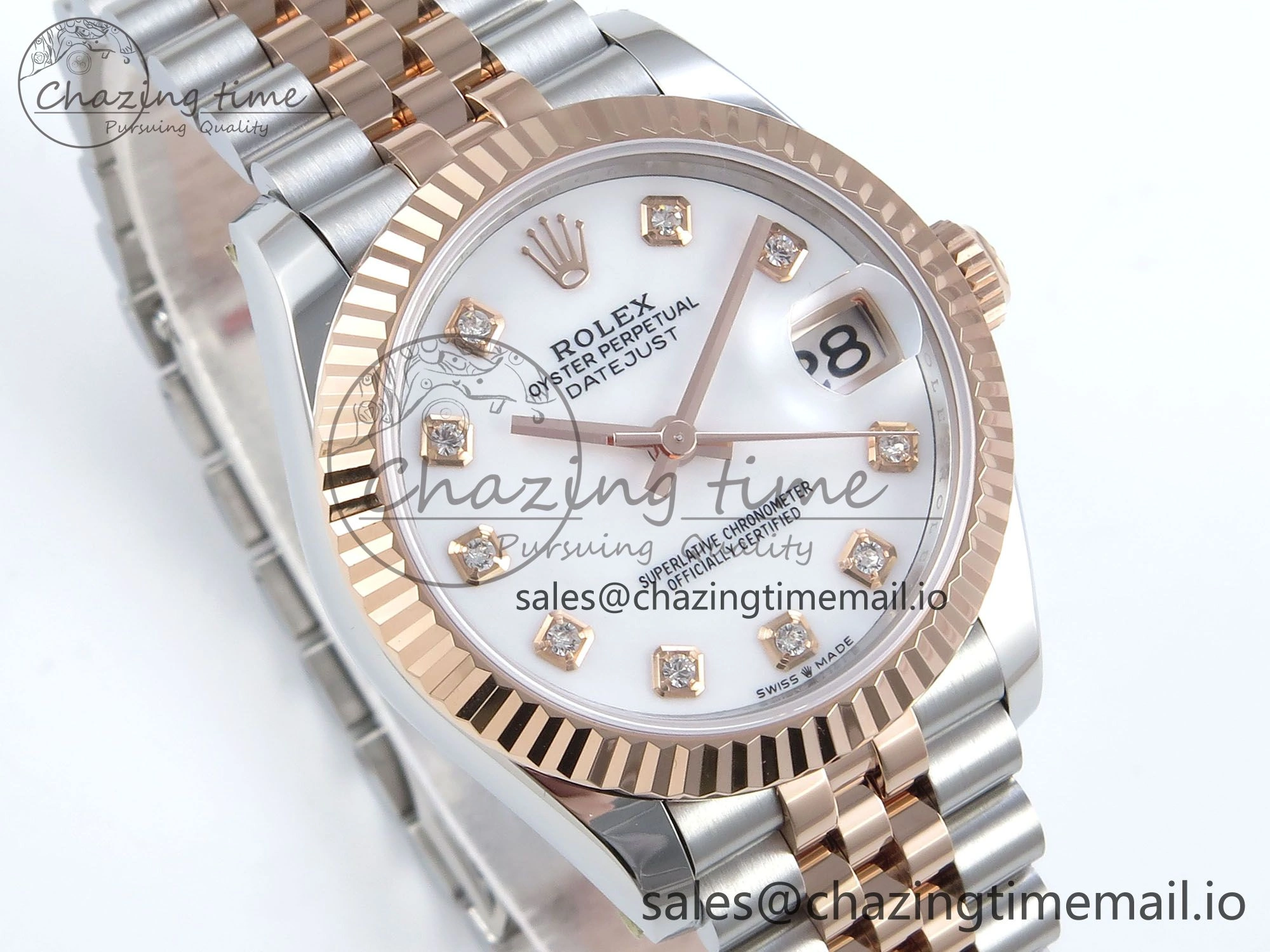 DateJust 31 278271 ARF 1:1 Best Edition 904L Steel White MOP Diamonds Dial on SS RG Jubilee Bracelet ETA 2688
