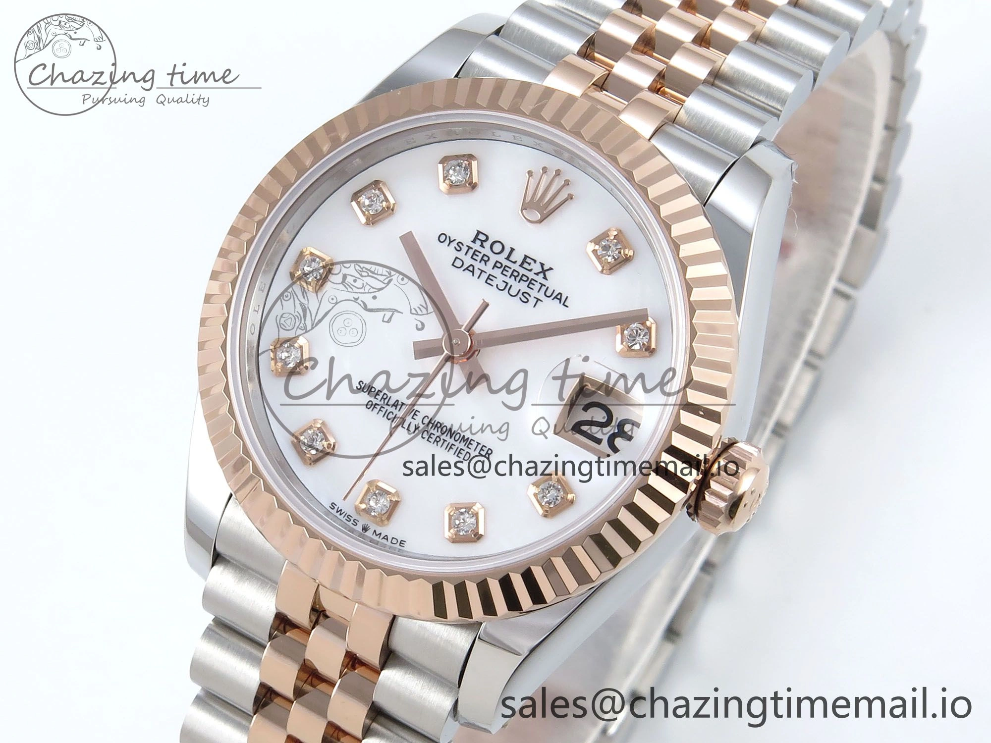 DateJust 31 278271 ARF 1:1 Best Edition 904L Steel White MOP Diamonds Dial on SS RG Jubilee Bracelet ETA 2688
