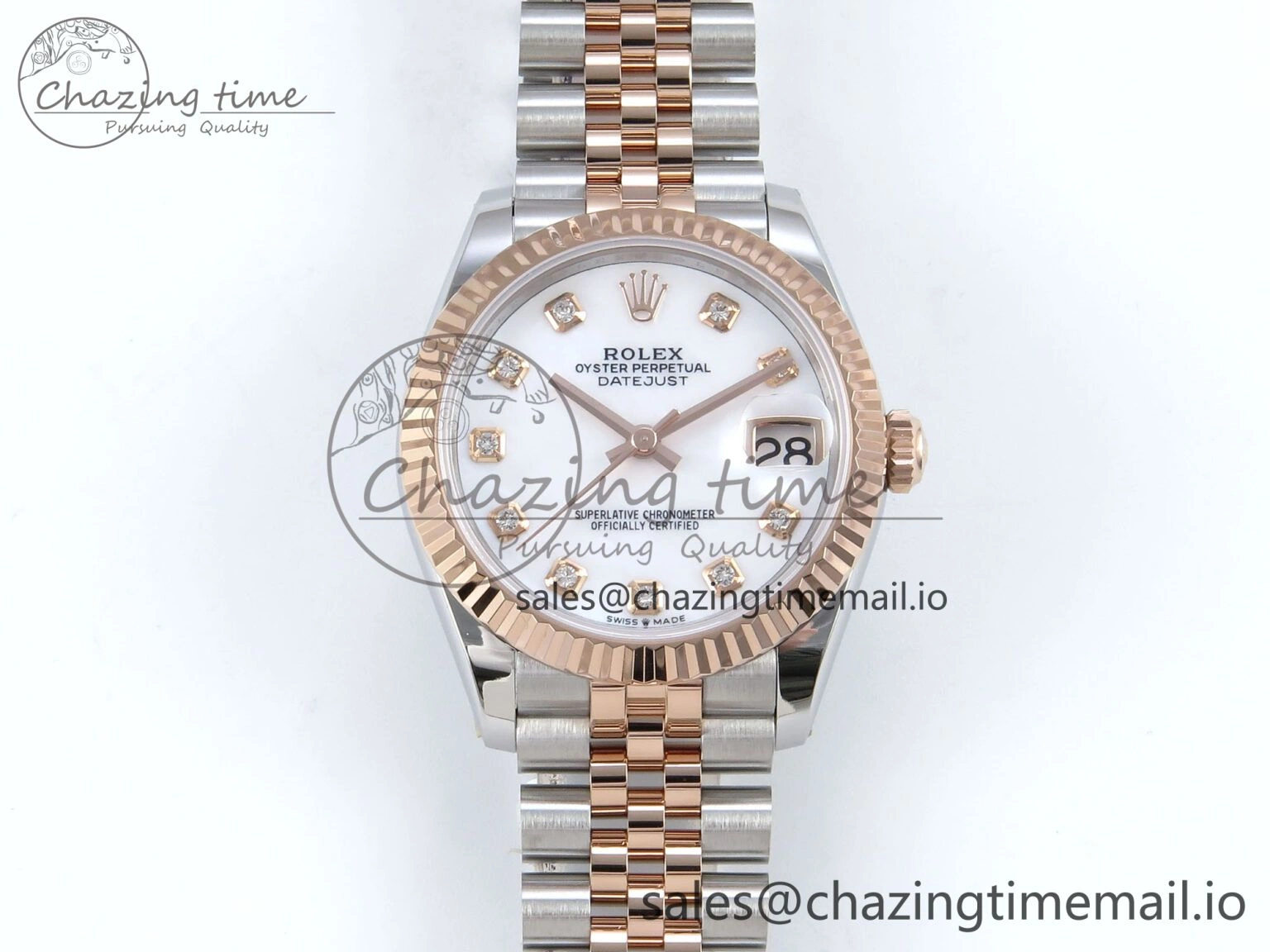 DateJust 31 278271 ARF 1:1 Best Edition 904L Steel White MOP Diamonds Dial on SS RG Jubilee Bracelet ETA 2688