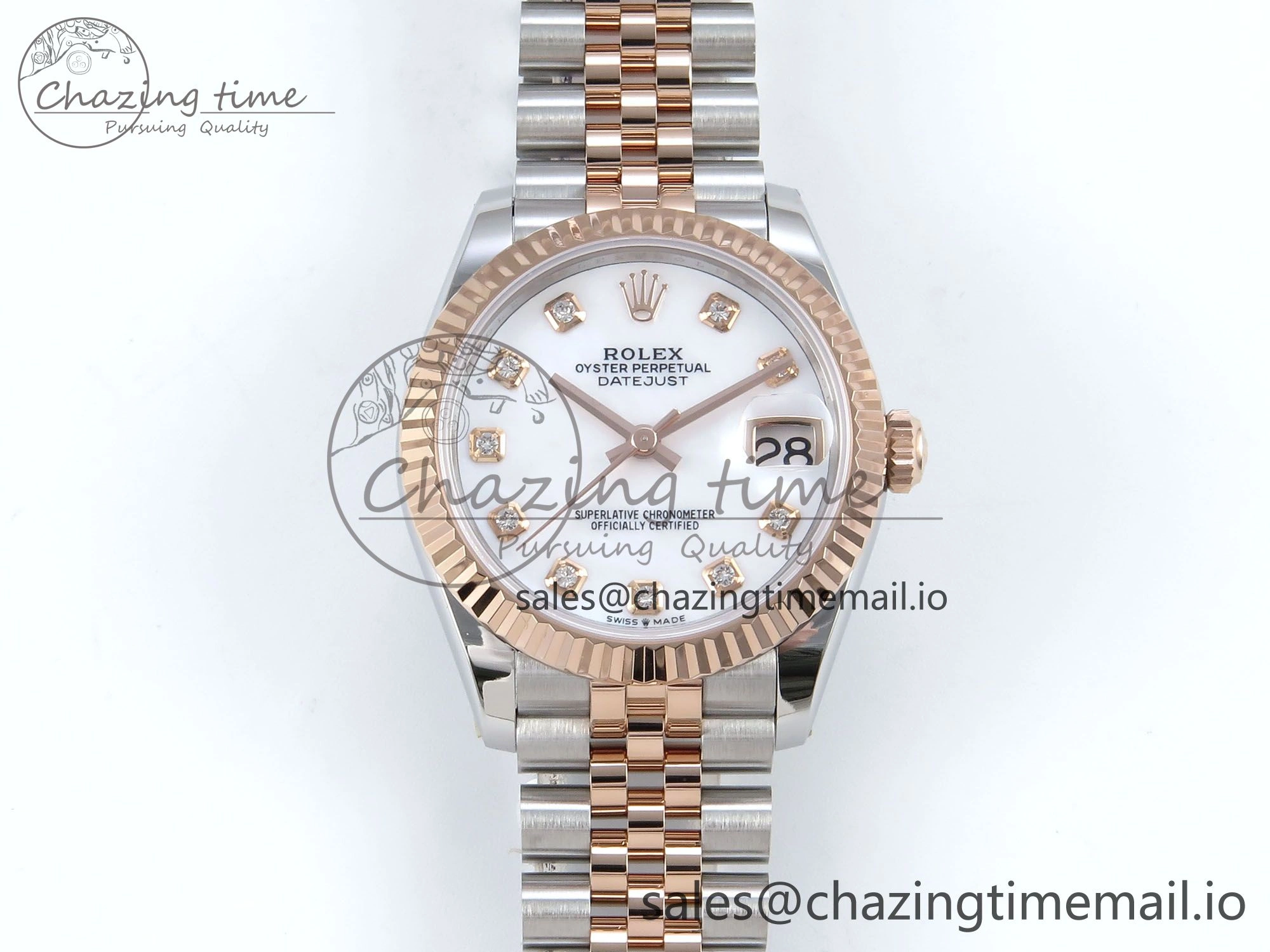 DateJust 31 278271 ARF 1:1 Best Edition 904L Steel White MOP Diamonds Dial on SS RG Jubilee Bracelet ETA 2688