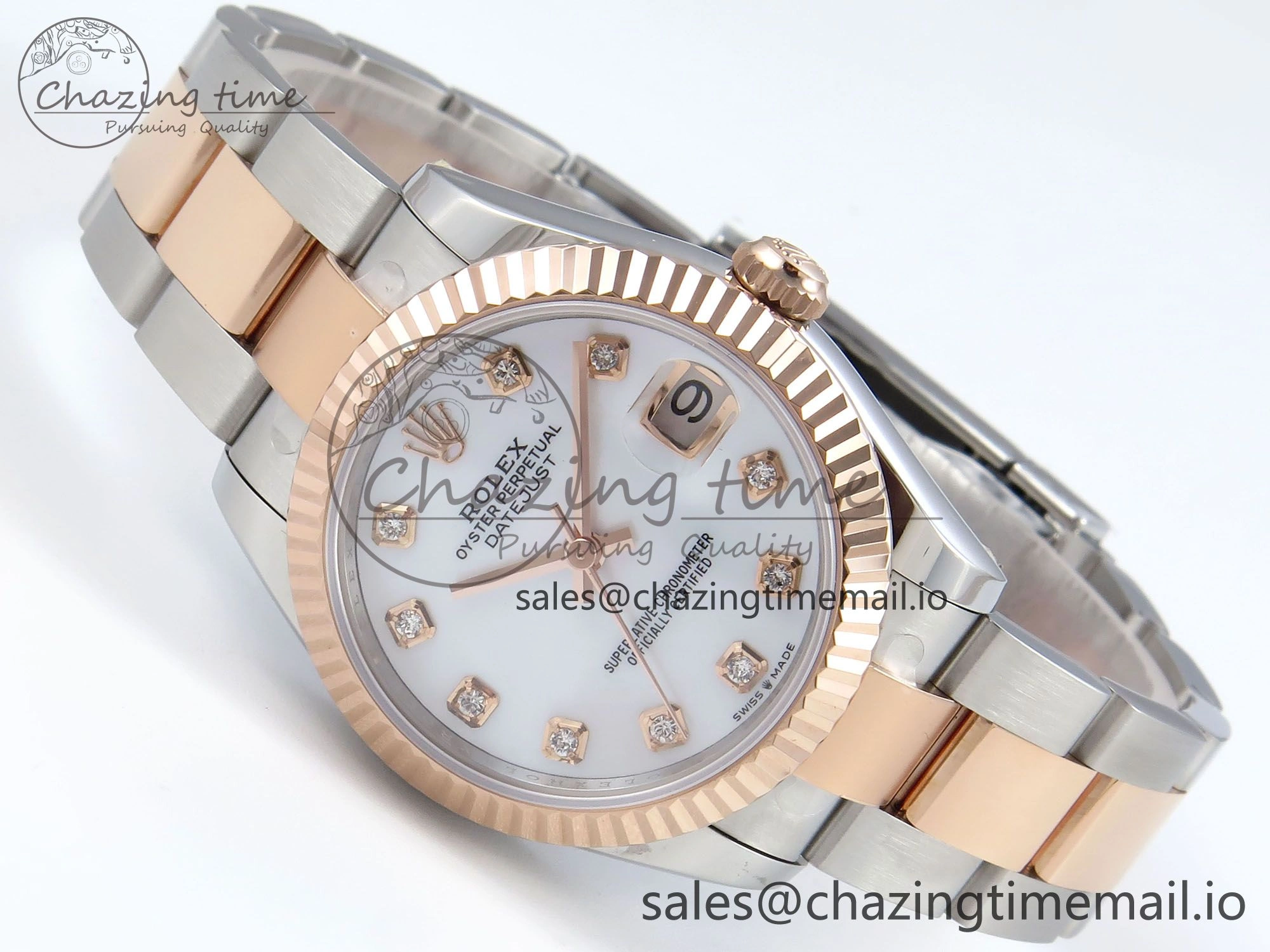 DateJust 31 278271 ARF 1:1 Best Edition 904L Steel White MOP Diamonds Dial on SS RG Oyster Bracelet ETA 2688